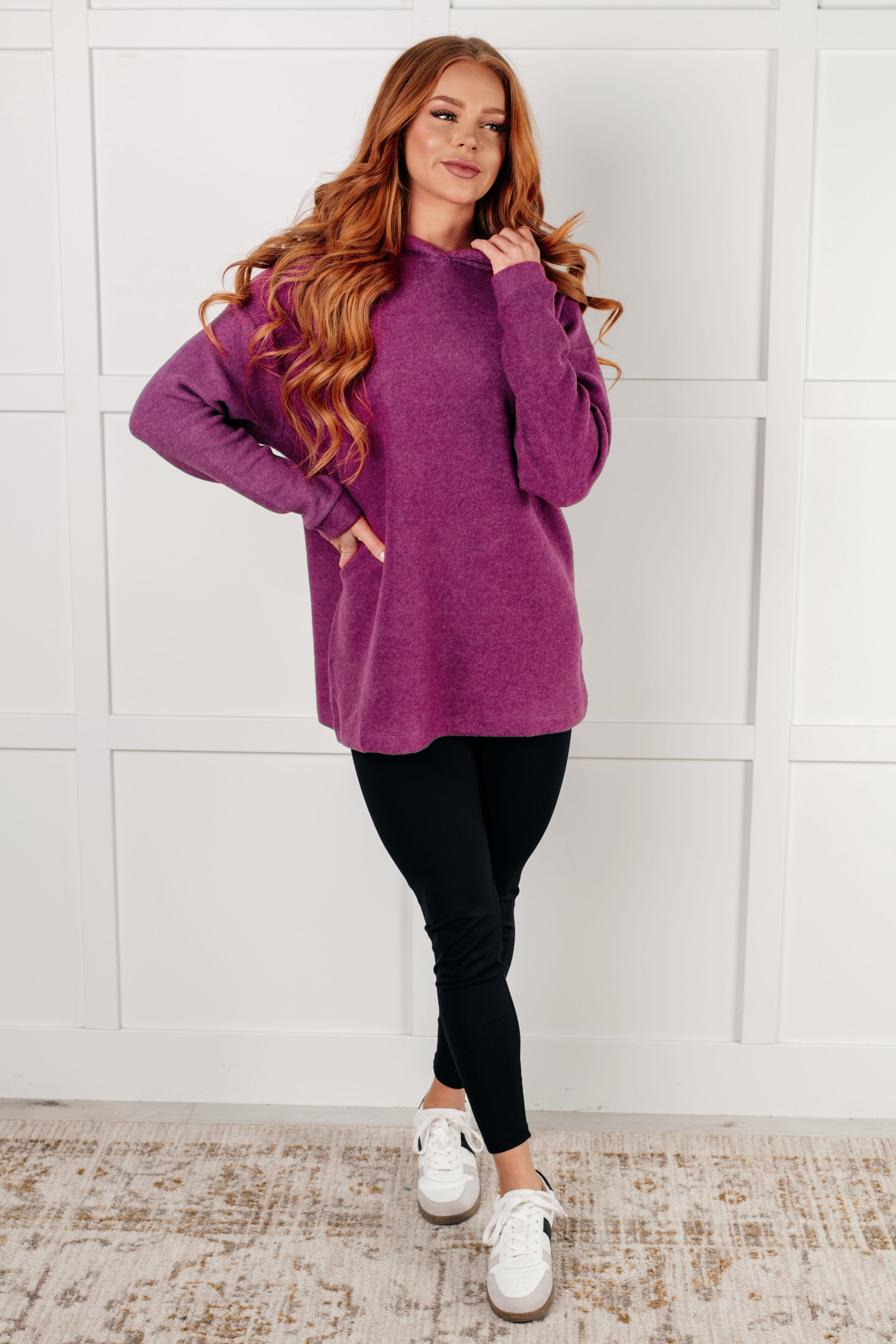 Best Light Plum Hooded Pullover for Women | Cozy Fleece Sweatshirt for Casual Wear & Outdoor Activities