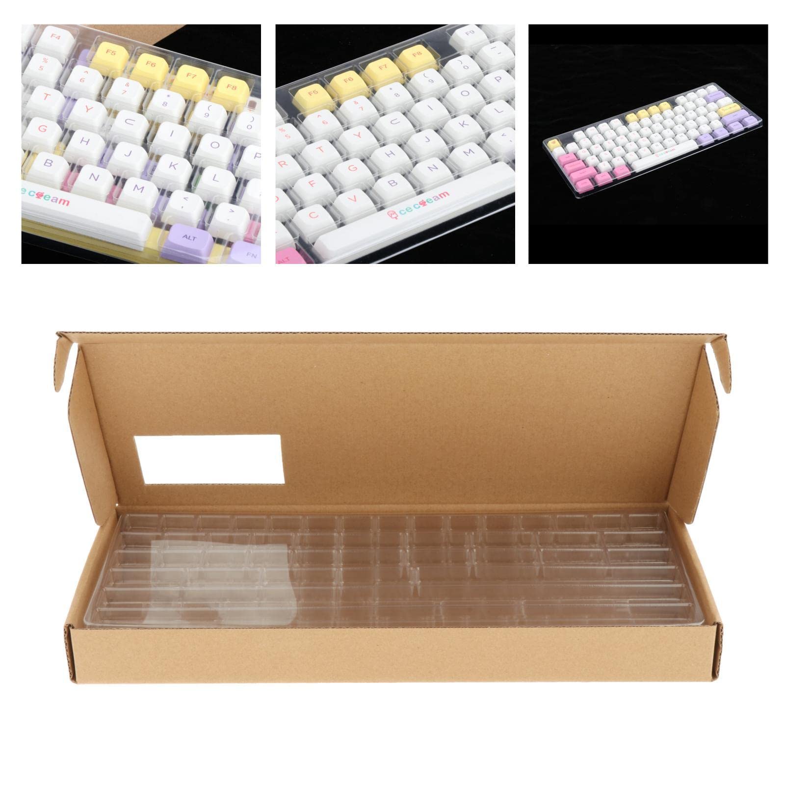 Clear Transparent Keycap Storage Box with Lid & Dividers - Waterproof Keyboard Accessory Organizer for Mechanical Keyboards - Perfect for Gaming, Office & Travel Use