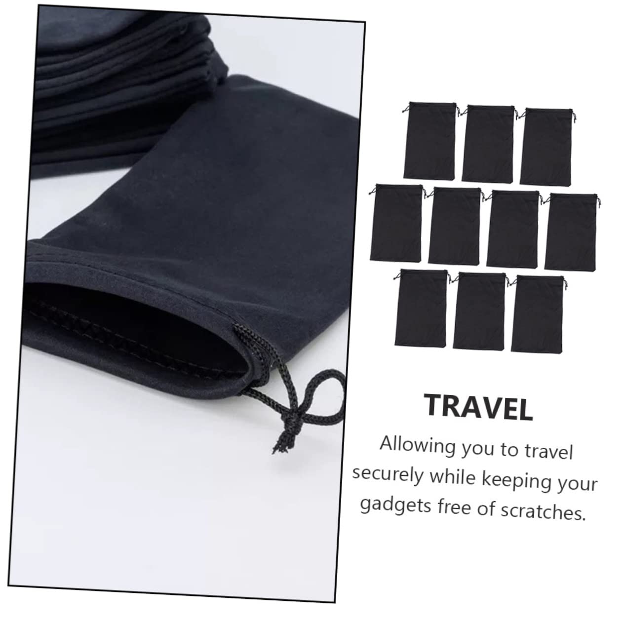 BRIGHTFUFU 25pcs Ski Goggle Holder & Glasses Carrying Bag - Portable Eyeglass Pouch with Drawstring Closure, Multipurpose Storage for Outdoor Sports, Travel & Daily Use (Black)