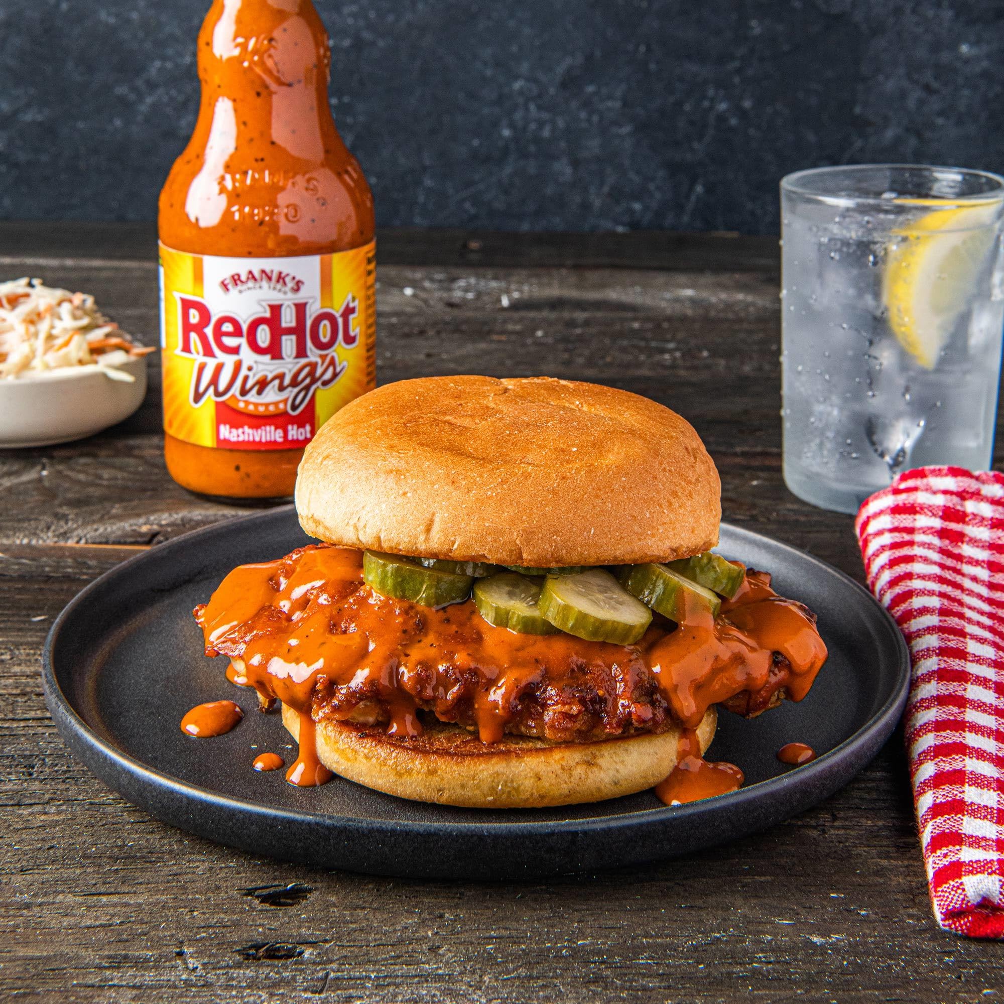 Frank's RedHot Nashville Hot Wings Sauce - 12 fl oz Spicy Buffalo Wing Sauce for Chicken, Wings, and Dips - Perfect for Game Day, BBQs, and Party Snacks