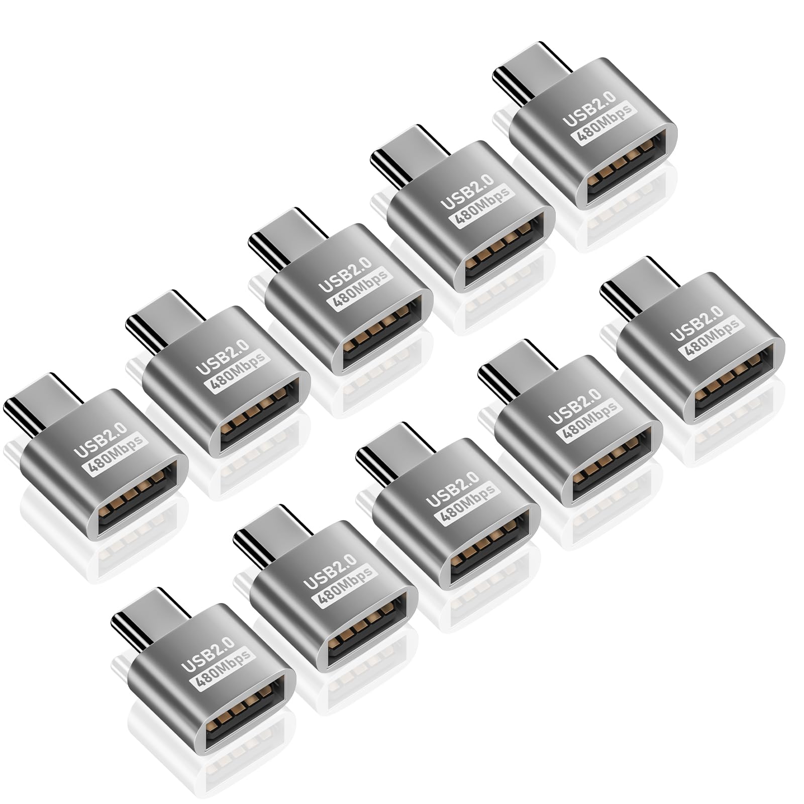 10 Pack Duttek USB A to USB C Adapter - USB 2.0 Female to Type C Male Converter - 480Mbps High-Speed Data Transfer, OTG & Charging Compatible with Smartphones, Laptops, Tablets - Perfect for Home, Office & Travel Use