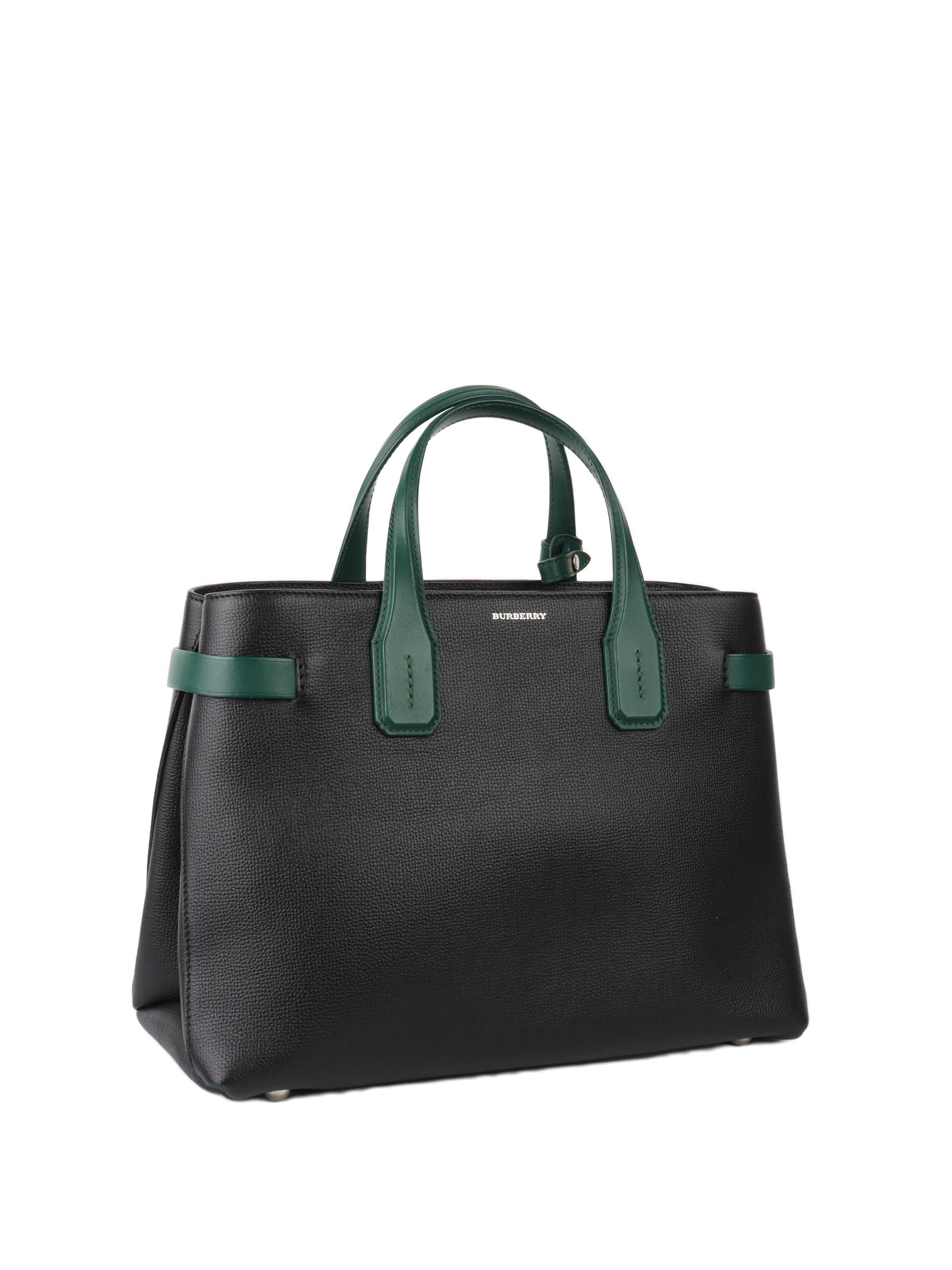 Burberry Black and Green Leather Tote Bag for Women - Luxury Designer Handbag for Work, Travel & Everyday Use
