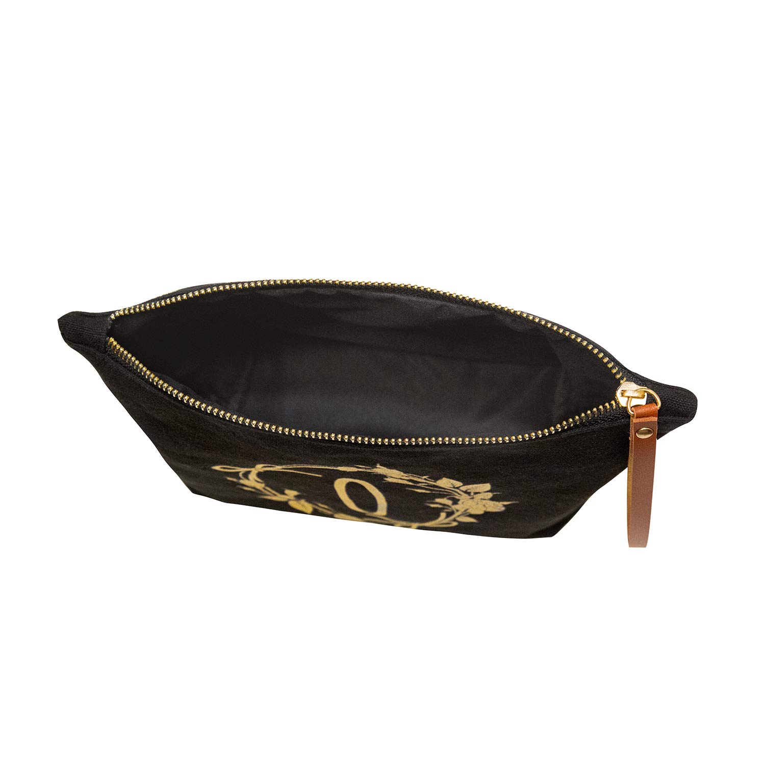 Personalized Monogram Makeup Bag for Women - Elegant Black Canvas Cosmetic Pouch with Custom Initial (A) | Perfect Wedding, Birthday & Teacher Gifts | Great for Travel, Bridal Shower & Everyday Use