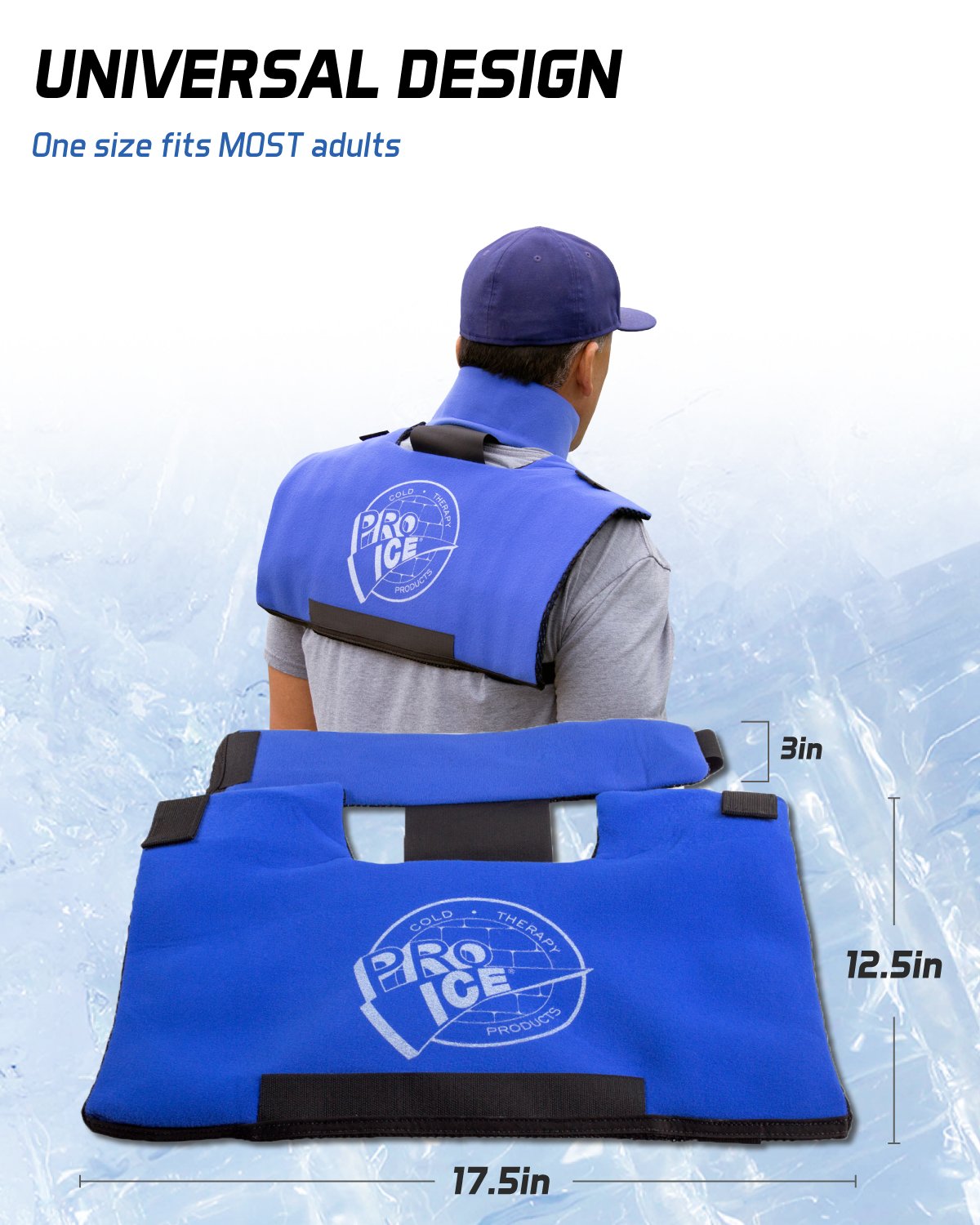 Pro Ice Scapula & Cervical Cold Therapy Wrap with Removable Ice Packs - Adjustable Shoulder & Neck Ice Wrap for Muscle & Joint Pain Relief - Includes 1 Wrap & 4 Gel Ice Inserts - Perfect for Post-Workout Recovery, Injury Rehabilitation & Chronic Pain Management