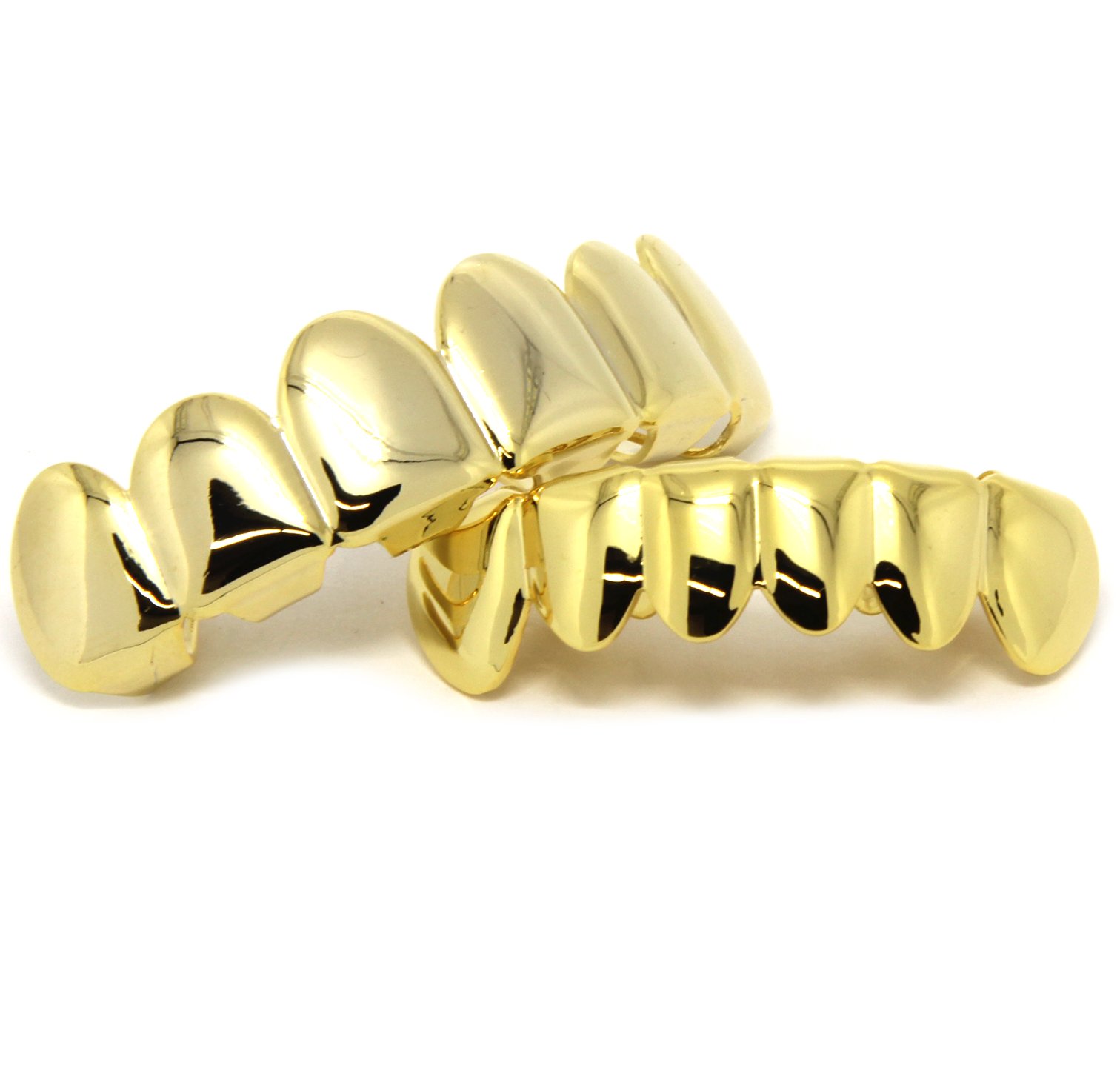14k Gold Plated Custom Hip Hop Grillz Teeth Caps - Top & Bottom Set for Men & Women | Perfect for Rappers, Performers & Hip Hop Fashion Enthusiasts