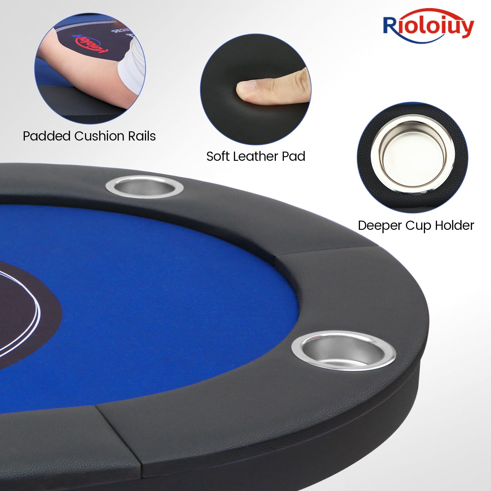 8 Player Foldable Poker Table - Texas Hold'em Casino Table with Padded Rails & Cup Holders | 71 Inch Portable Folding Game Table for Home, Game Room, Parties & Casino Nights | Perfect for Poker Nights, Family Gatherings & Casino-Themed Events