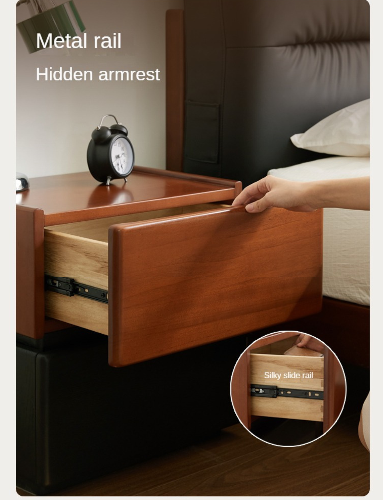Solid Oak and Poplar Wood Nightstand - Sturdy Bedside Table for Bedroom, Living Room, or Office - Natural Wood Finish with Storage Shelf