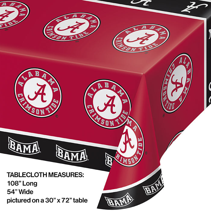 12-Pack Bulk University of Alabama Plastic Table Covers - Crimson Tide Party Decorations, Game Day Tailgating, Graduation & School Events