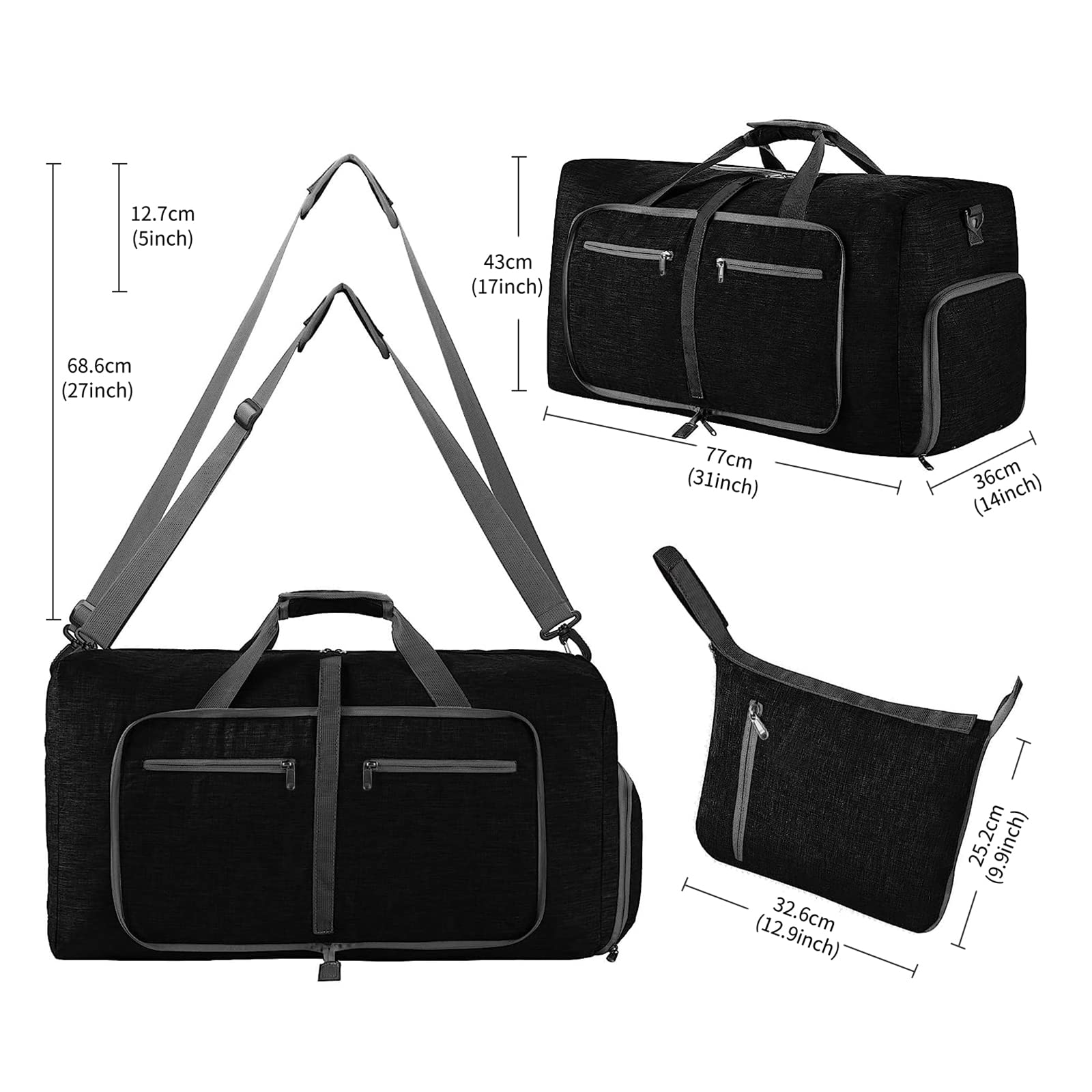 LE FUTUR 115L Foldable Travel Duffle Bag with Shoes Compartment - Lightweight Packable Duffel for Gym, Sports & Weekend Trips - Easy Storage Travel Bag for Men & Women - Perfect for Airplane, Camping & Beach Vacations