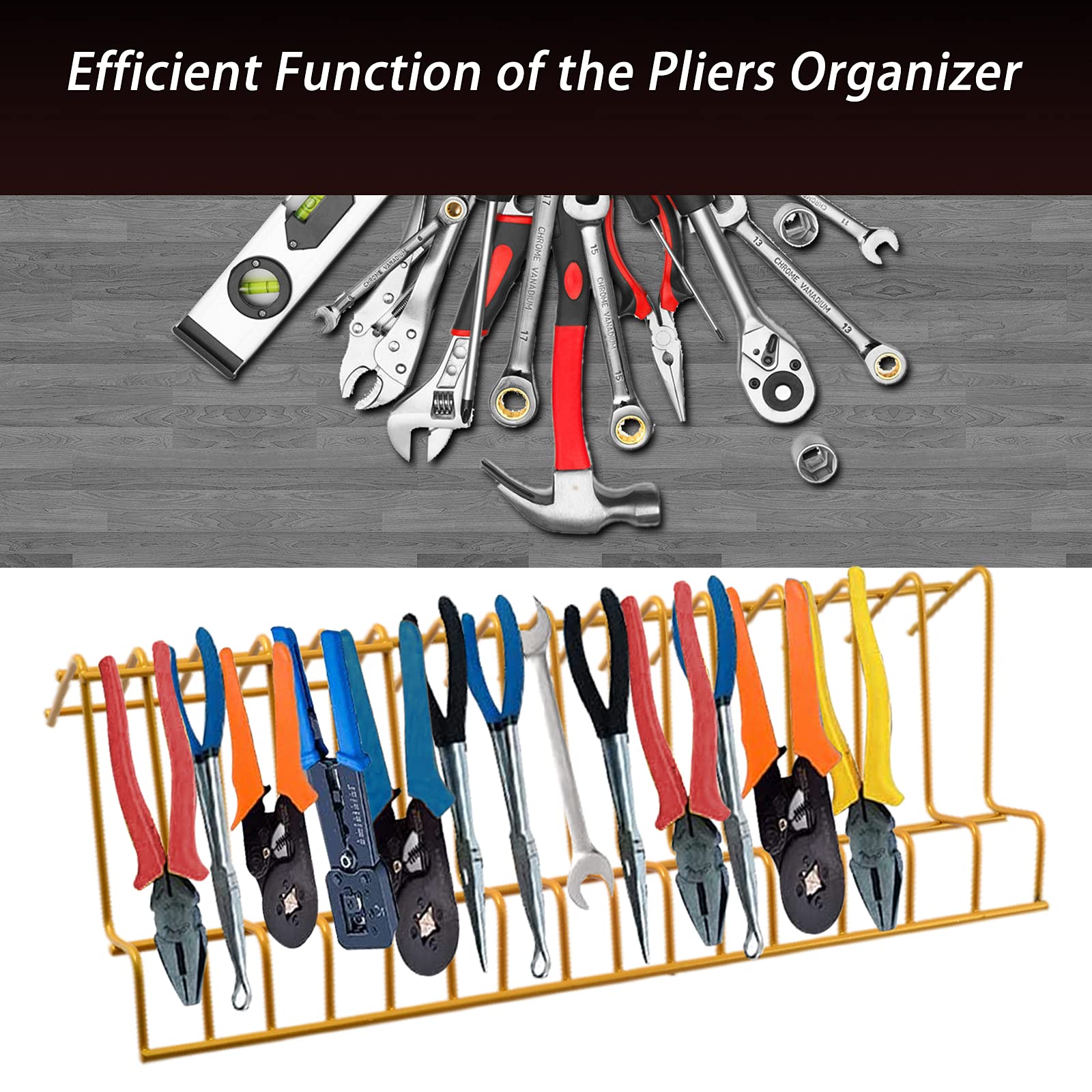 2 Pack Heavy-Duty Black Steel Plier Organizer Rack for Toolbox - 3 Size Slots Fits Most Pliers, Professional Quality (Gold) | Perfect for Workshop, Garage & DIY Projects