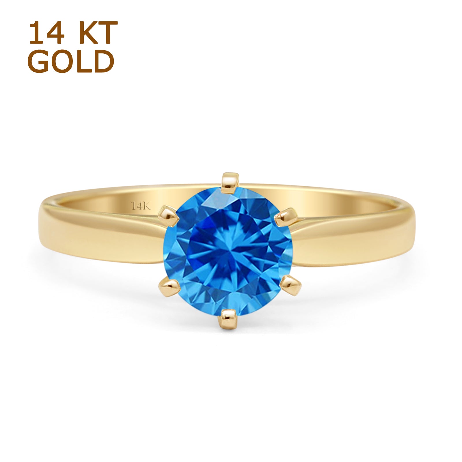 Blue Topaz CZ 14K Yellow Gold