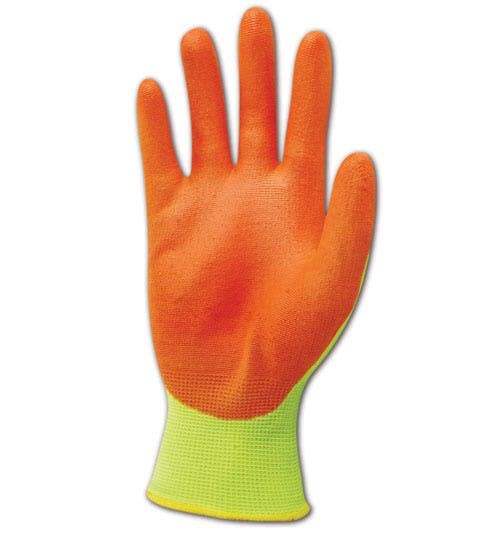 MAGID ROC Polyurethane Palm Coated Dry Grip Hi-Visibility Work Gloves - 72 Pairs (HV144) for Construction, Warehouse & Safety Work - ANSI Compliant High Visibility Gloves