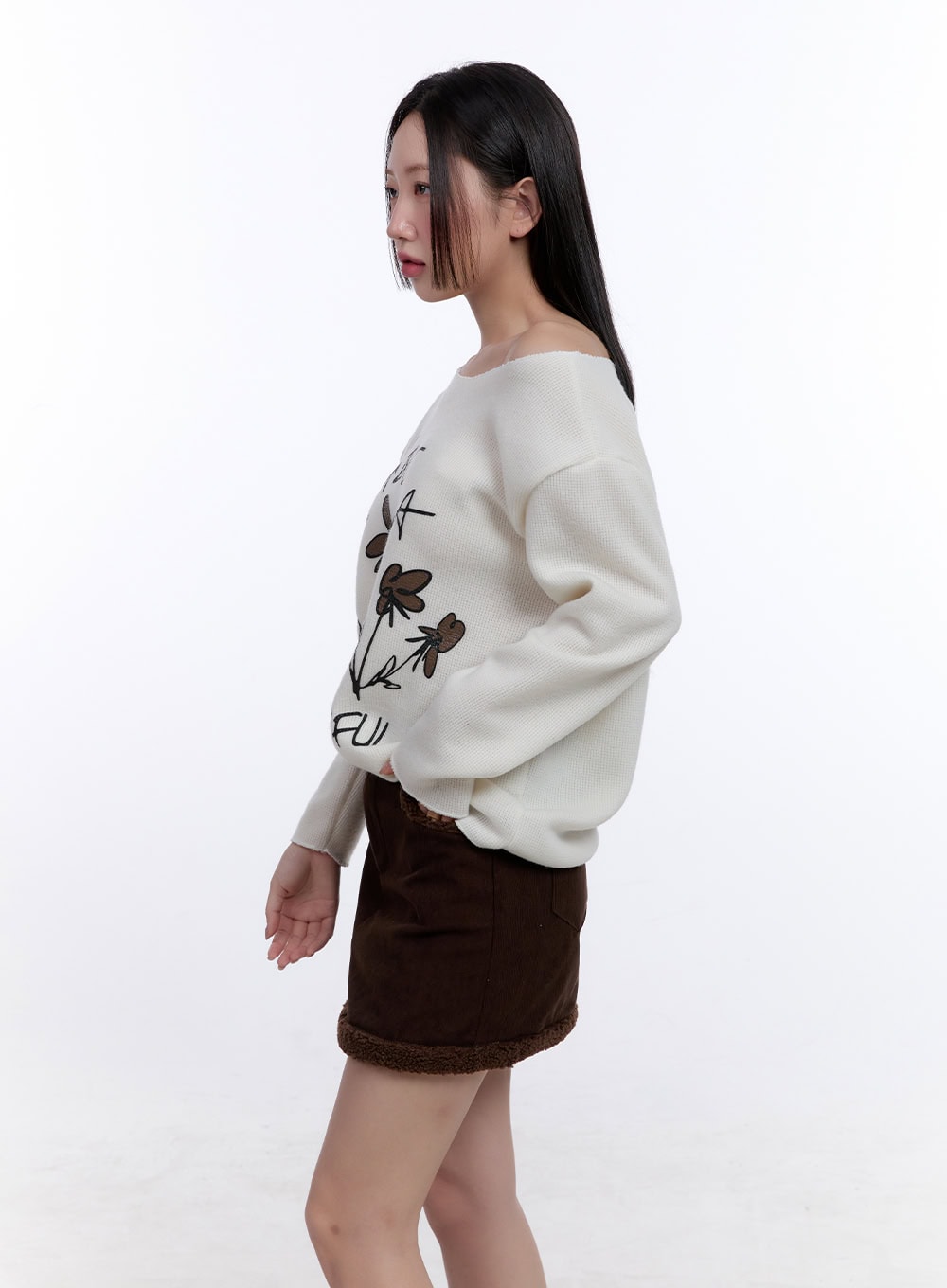 Trendy Floral Print One Shoulder Sweater CJ511 - Women's Fashion Top for Date Night & Summer Outfits