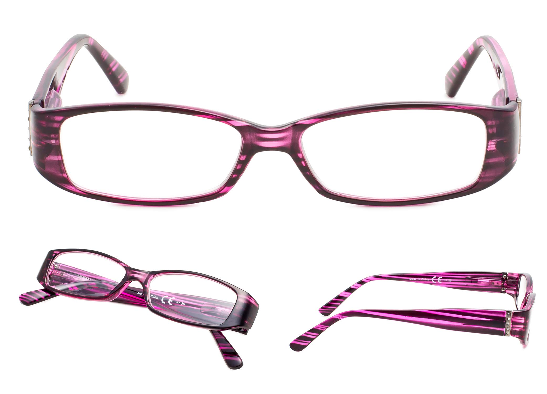 5 Pack Women's Reading Glasses with Austrian Crystals - Perfect for Reading & Fashion