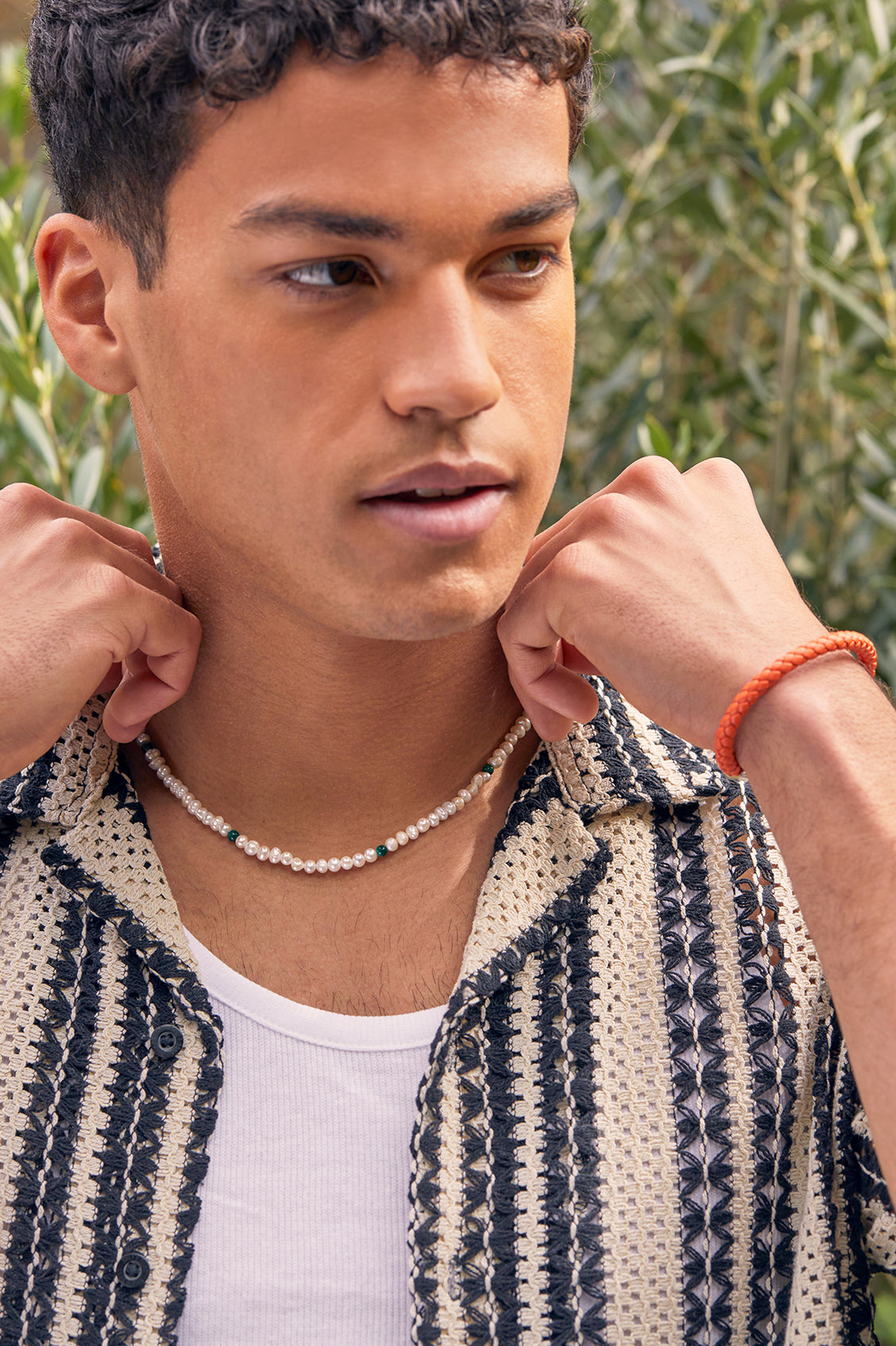 Men's Pearl and Gemstone Necklace - Elegant Jewelry for Men, Perfect for Weddings, Parties & Gifts