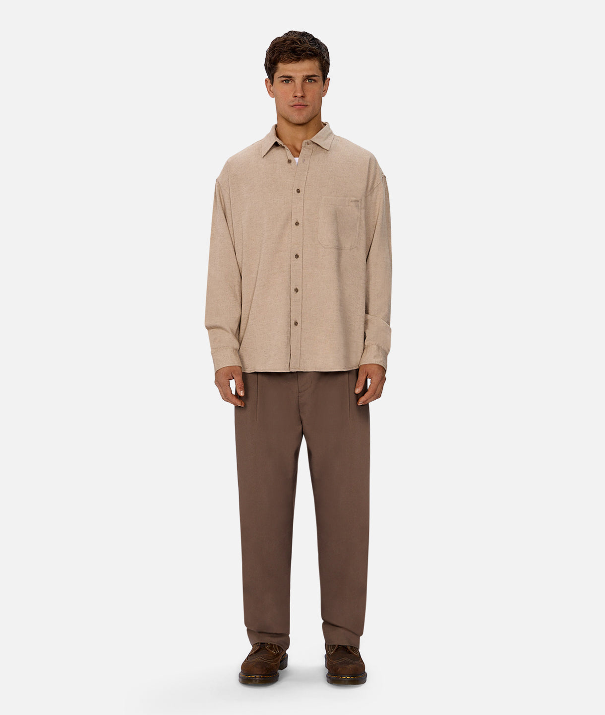 Premium Yorkshire Long Sleeve Shirt in Wheat Melange - Comfortable Casual Wear for Men | Perfect for Office, Outdoors & Everyday Use