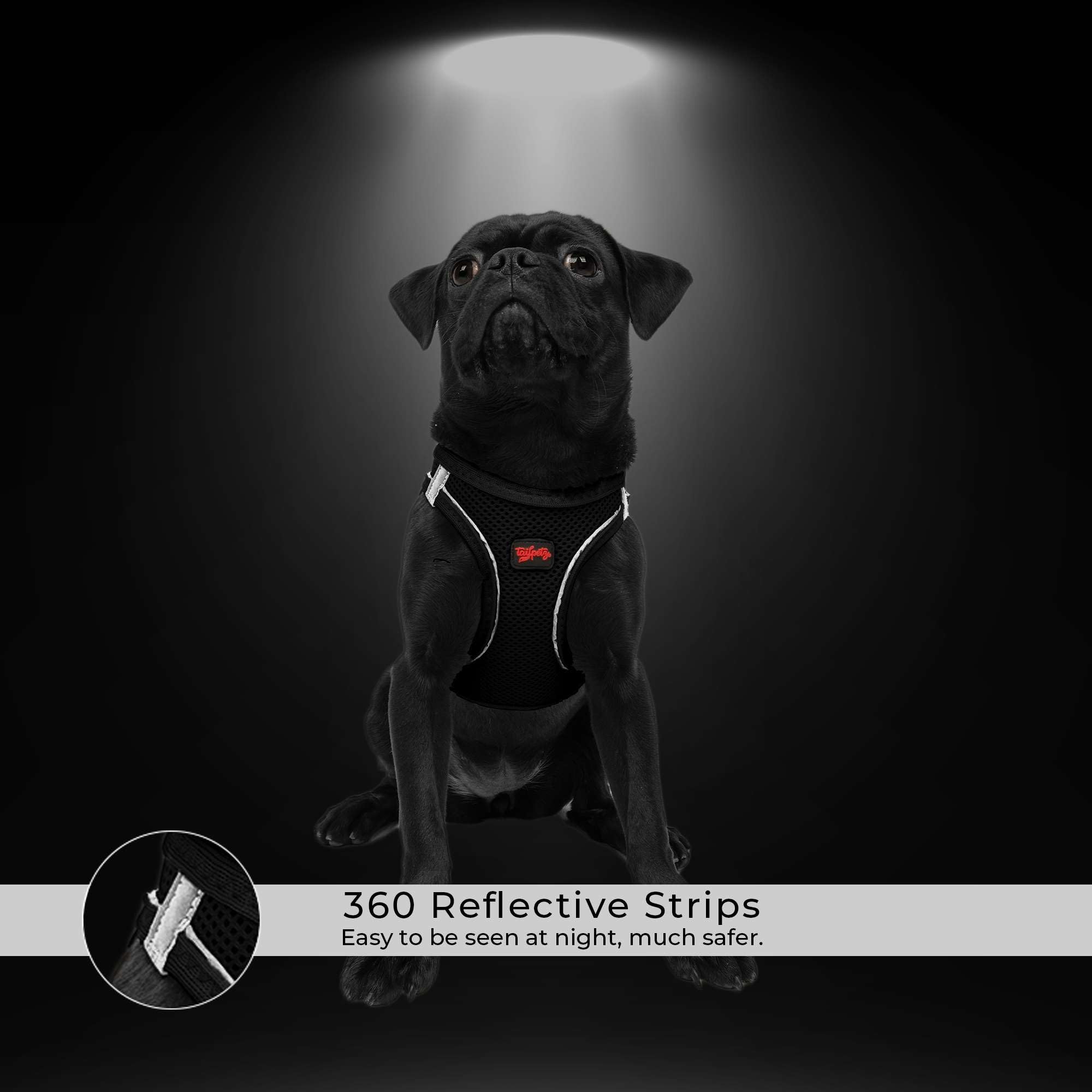 Tailpetz XS No Pull Dog Harness - Adjustable Step-in Reflective Vest for Small Dogs & Puppies - Red Harness for Training, Walking & Outdoor Adventures (Red, XS) - Perfect for Daily Walks, Jogging & Nighttime Safety