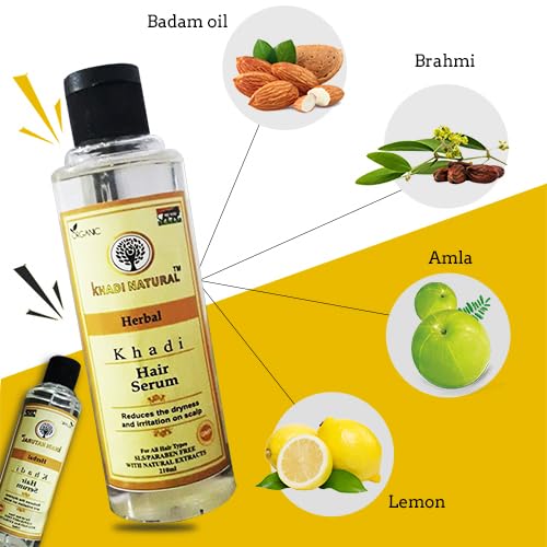 Khadi Natural Herbal Hair Serum for Hair Growth & Repair - 2 Pack | Organic Ayurvedic Treatment for Dry, Damaged Hair | Perfect for Daily Hair Care & Styling