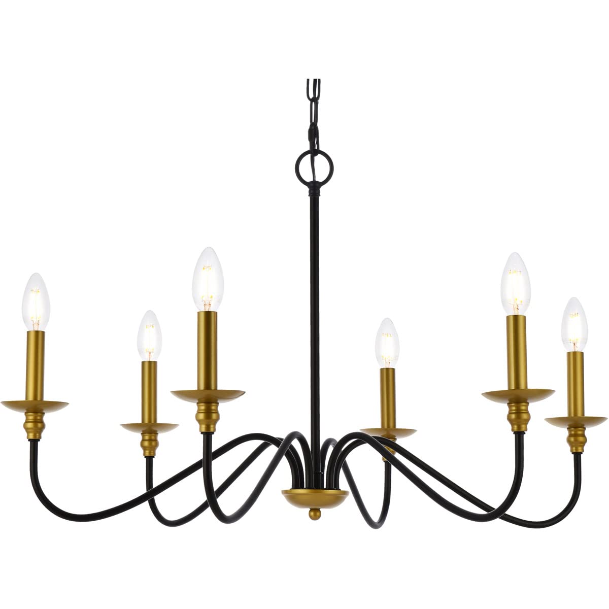 Elegant Rohan Collection 6-Light Chandelier - Modern Crystal Ceiling Light Fixture for Dining Room, Living Room & Bedroom - Perfect for Home Decor & Interior Design