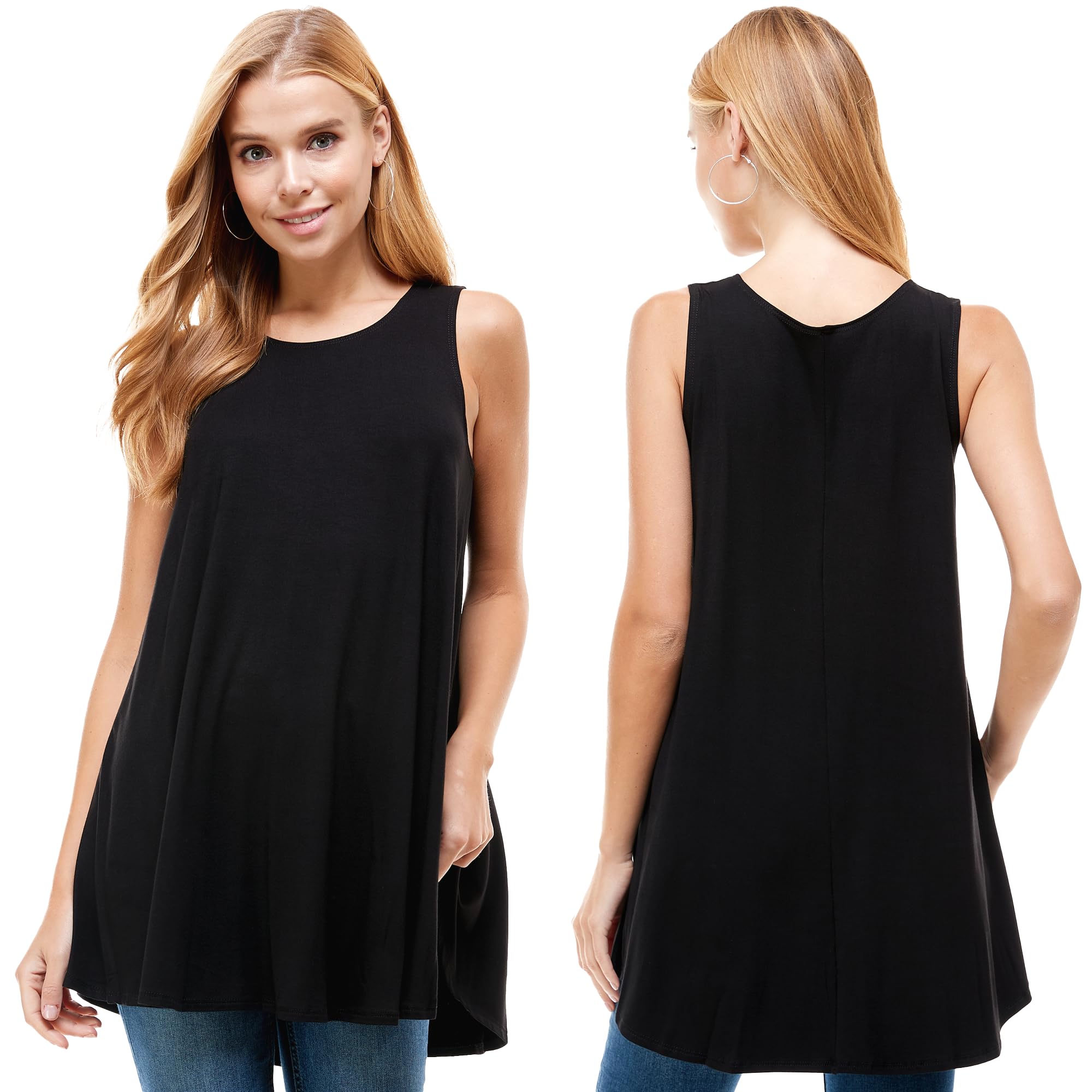 Azules Women's Sleeveless Tunic Tops - Loose Fit Flowy Tank Tops & Dressy Shirts for Leggings | Casual Summer Outfits, Beach Cover-Up & Yoga Wear