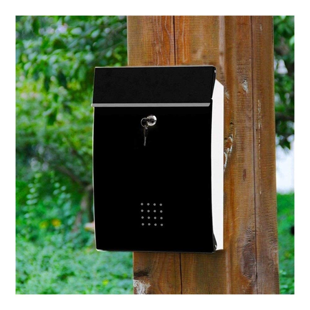 Vintage Wall Mounted Mailbox Outdoor - Heavy Duty Lockable Wall-Mount Letter Drop Box for Home, Office & Business Use - Secure Mail Storage Solution (Black) - Perfect for Porch, Garden & Commercial Buildings