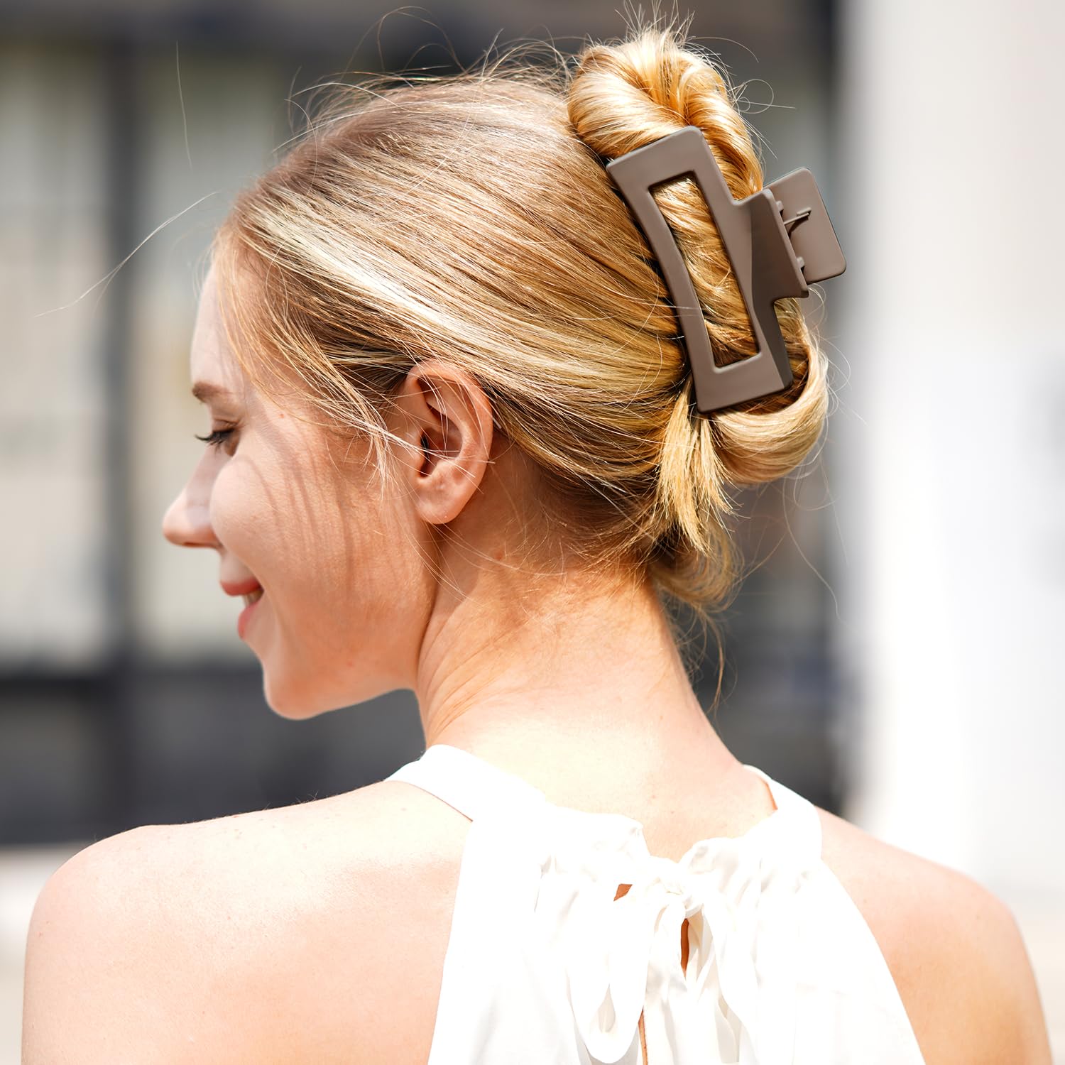MAORULU Large Hair Claw Clips for Thick Hair - Strong Hold Banana Clips for Women & Girls (Brown, 1-Pack) - Perfect for Updos, Ponytails & Everyday Hairstyles