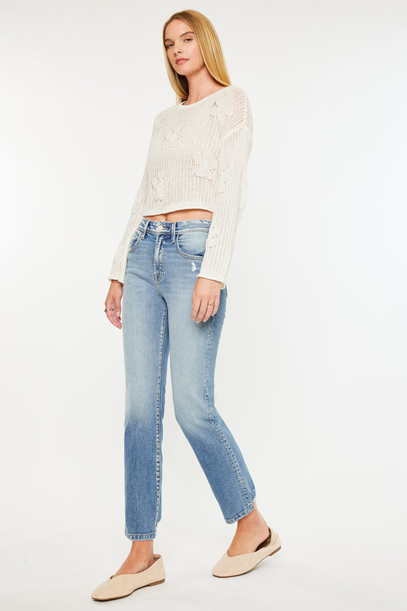 Ellie Premier High Rise Straight Jeans for Women - Classic Stretch Denim Pants with Comfortable Fit - Perfect for Casual Outfits, Office Wear & Date Nights