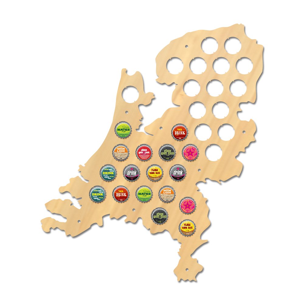 Netherlands Beer Cap Map - Patriotic Wooden Wall Sign for Dutch Beer Bottle Cap Display | Holland-Themed Man Cave Decor & Beer Lover Gift - Perfect for Home Bars, Game Rooms & Dutch Pride Collections