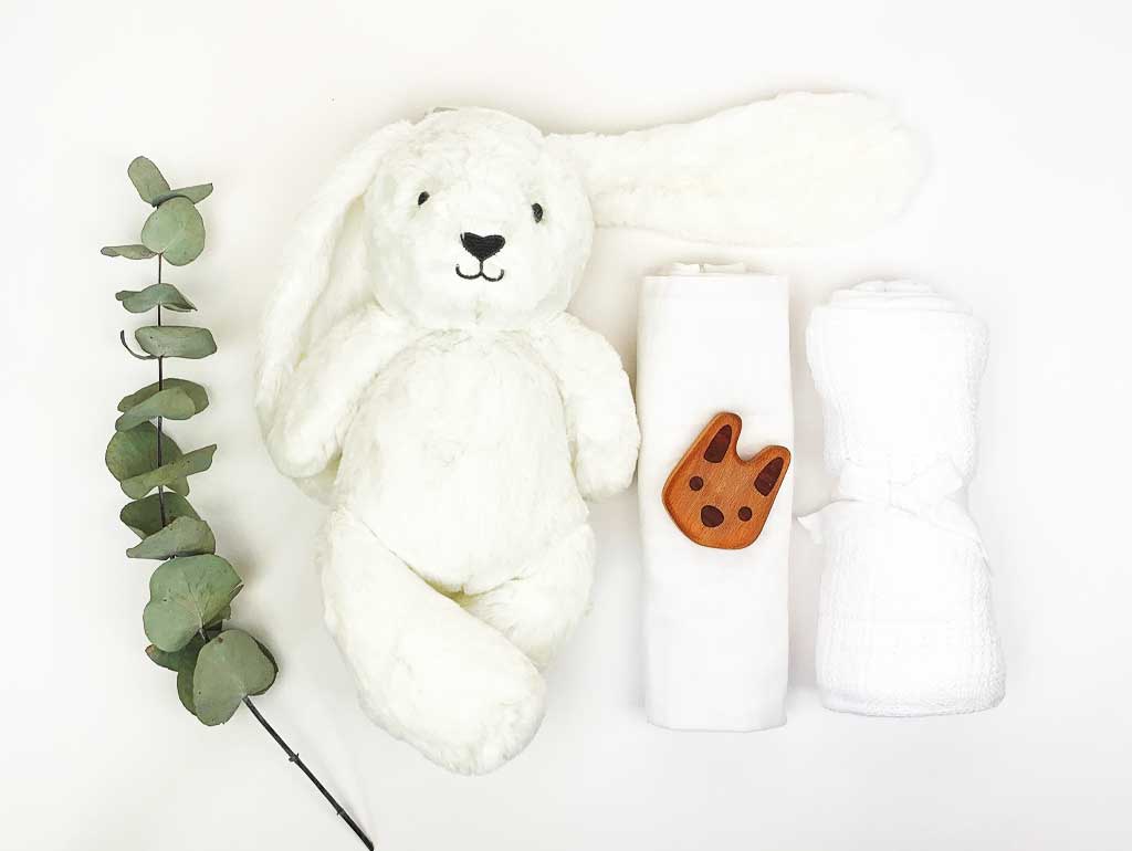 Personalized Pure White Baby Bunny Gift Basket - Perfect for Newborn Gifts, Baby Showers & Easter Celebrations