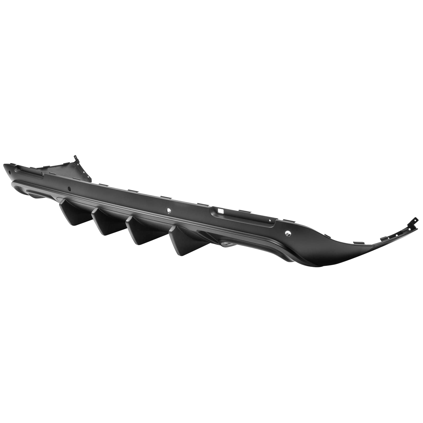 IKON MOTORSPORTS V2 Style Matte Black Rear Diffuser for 2015-2023 Dodge Challenger - PP Bumper Lip Spoiler with Shark Fins | Enhances Aerodynamics & Sporty Look for Street Racing & Car Shows
