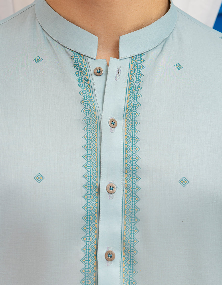 J. Junaid Jamshed Cotton Aqua Green Kurta - Comfortable Traditional Pakistani Tunic for Women - Perfect for Eid, Weddings & Casual Wear