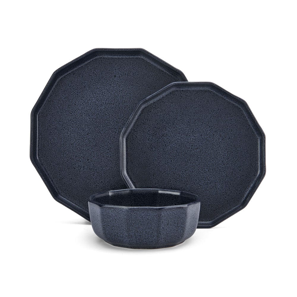 Luxor Blue 12-Piece Dinnerware Set - Service for 4 - Elegant Porcelain Plates, Bowls & Mugs - Perfect for Family Dinners, Dinner Parties & Holiday Entertaining