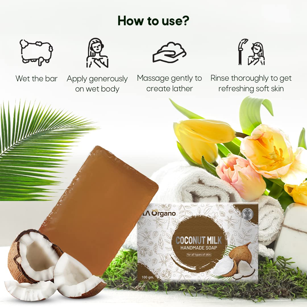 Organic Coconut Milk & Kumkumadi Handmade Bath Soap - 100g Each, Pack of 2 | Natural Skin Care for Dry & Sensitive Skin | Perfect for Spa Day & Relaxing Bath Time