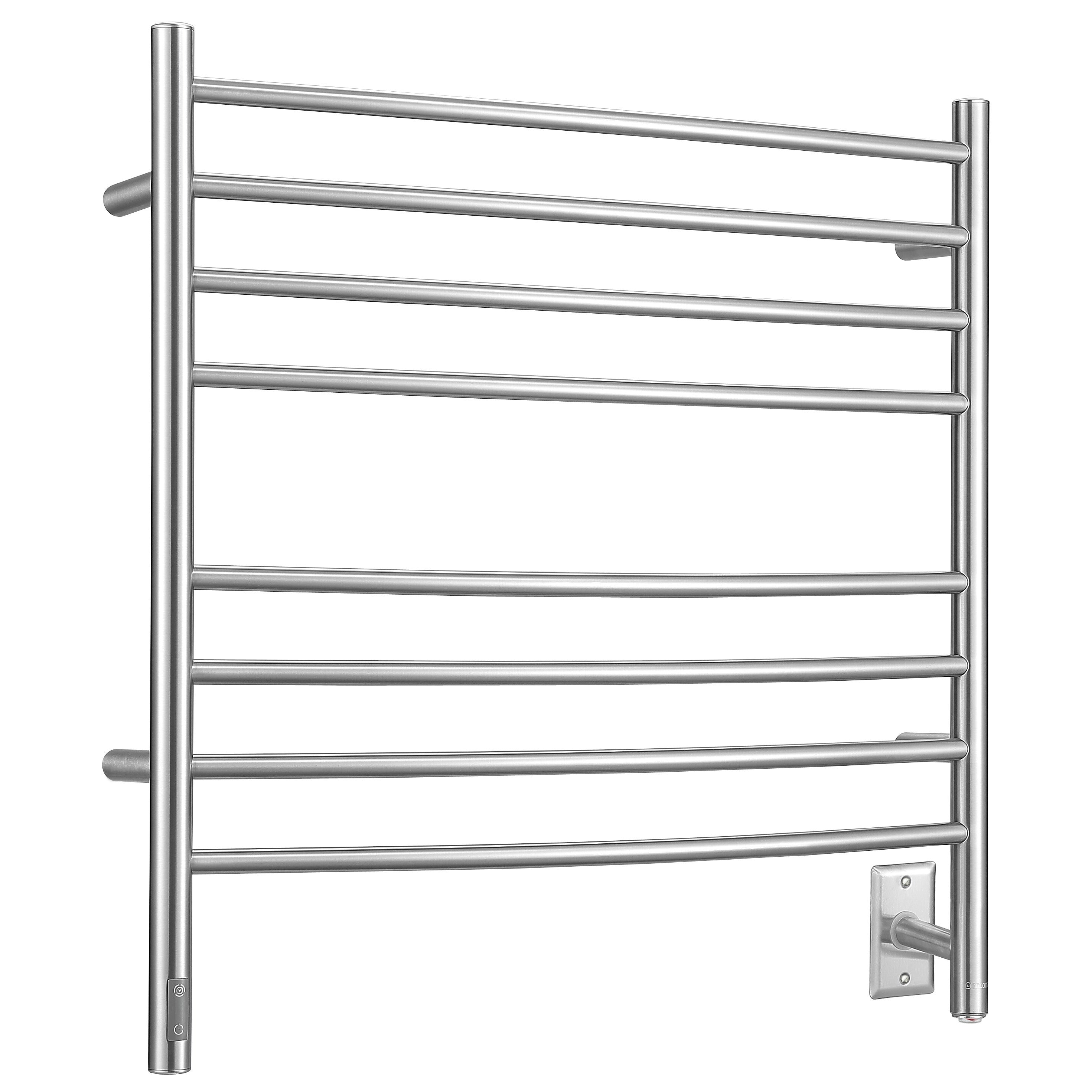 Arezzo OBT 8 Bar Hardwired & Plug-In Stainless Steel Towel Warmer - Bathroom Luxury Heated Towel Rack for Spa, Hotel & Home Use