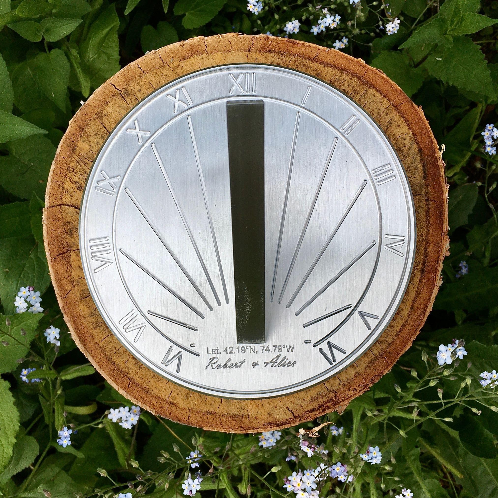 15th Wedding Anniversary Sundial Gift - Personalized Engraved & Calibrated 15 Year Anniversary Present for Him, Her & Couples (8 Inch) - Perfect for Outdoor Garden Decor, Romantic Backyard Keepsake & Unique Anniversary Celebration Gift Idea