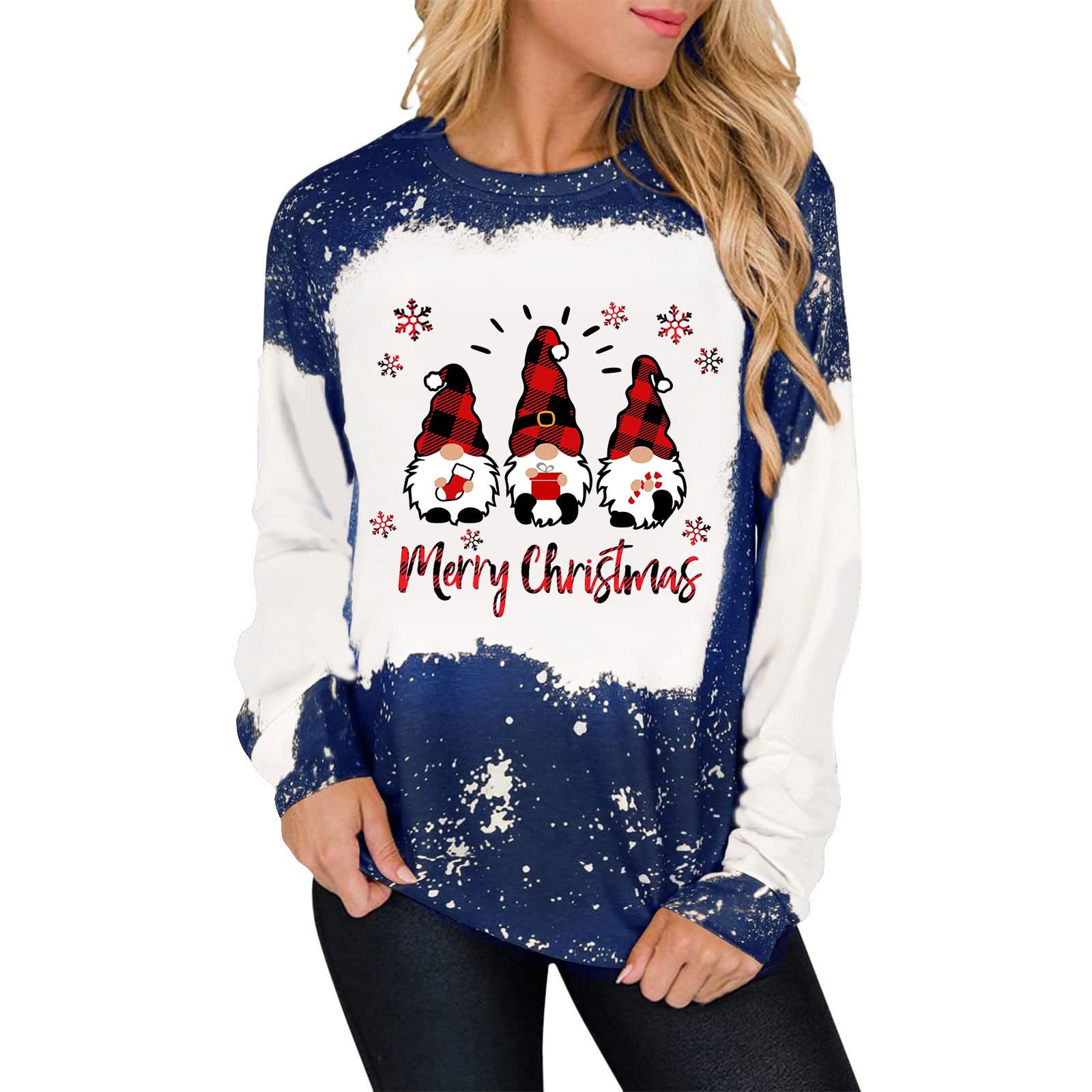 2023 New Christmas T-Shirts for Women - Cozy Winter & Autumn Casual Loose Fit Long Sleeve Tops - Perfect for Holiday Parties, Family Gatherings & Festive Outfits