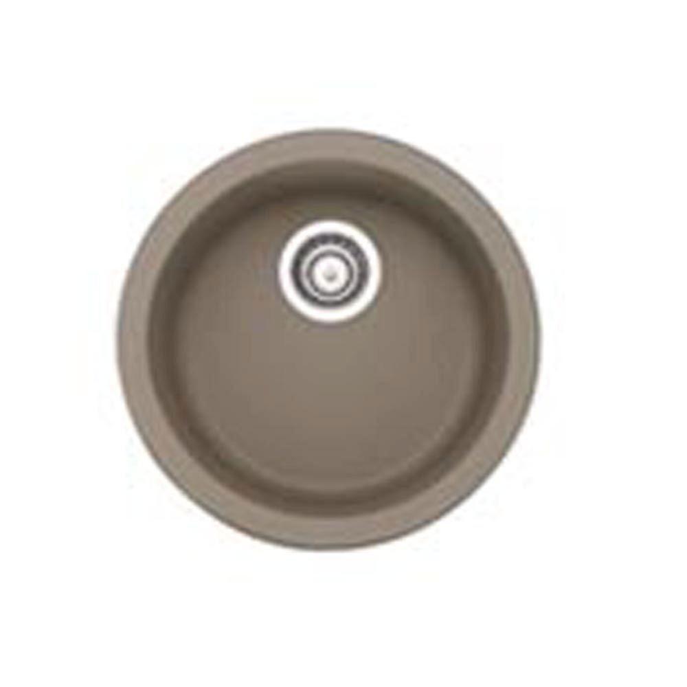 Blanco Rondo Dual Mount Composite 17.7x17.7x9.63-Inch 1 Hole Single Bowl Bar Sink in Truffle Color (Model 547336) - Perfect for Kitchen Islands, Wet Bars, and Entertainment Areas