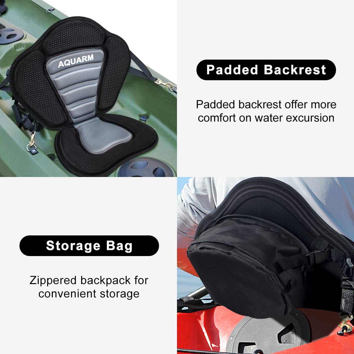 **Premium Kayak Canoe Seat with Anti-Skid Pad & Detachable Back Storage Bag – Universal Car Soft Roof Rack Pads for Canoe, Surfboard, Paddle Board, SUP – Perfect for Outdoor Adventures & Water Sports**