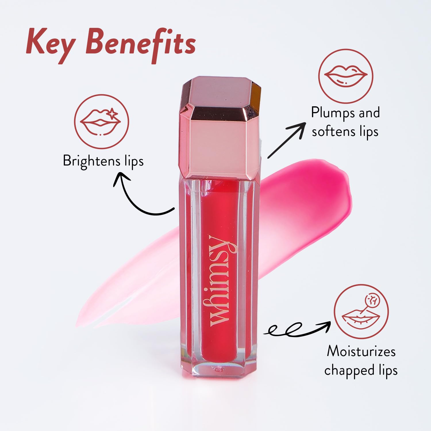 Whimsy Natural Organic Lip Gloss for Kids - Non-Toxic, Non-Sticky, Hydrating Tinted Lip Balm with Long-Lasting Glossy Finish (Baby Pink) | Perfect for School, Parties & Everyday Wear