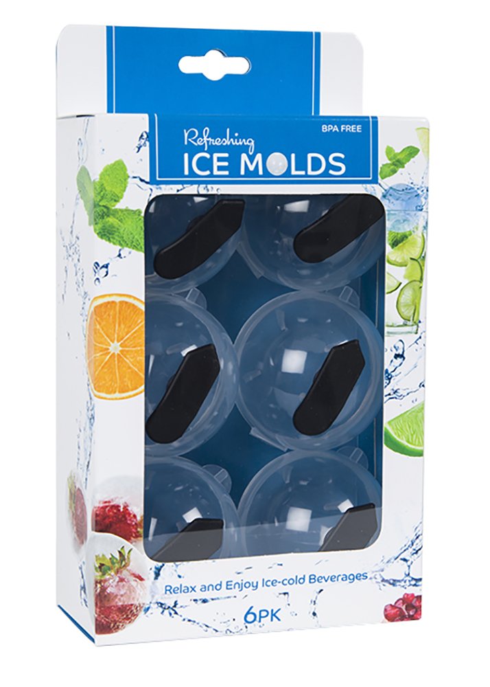 Premium Evriholder Ice Molds Set - 6 Pack Reusable Silicone Ice Ball & Sphere Makers for Whiskey, Cocktails & Beverages - Perfect for Home Bars, Parties & Gift Giving