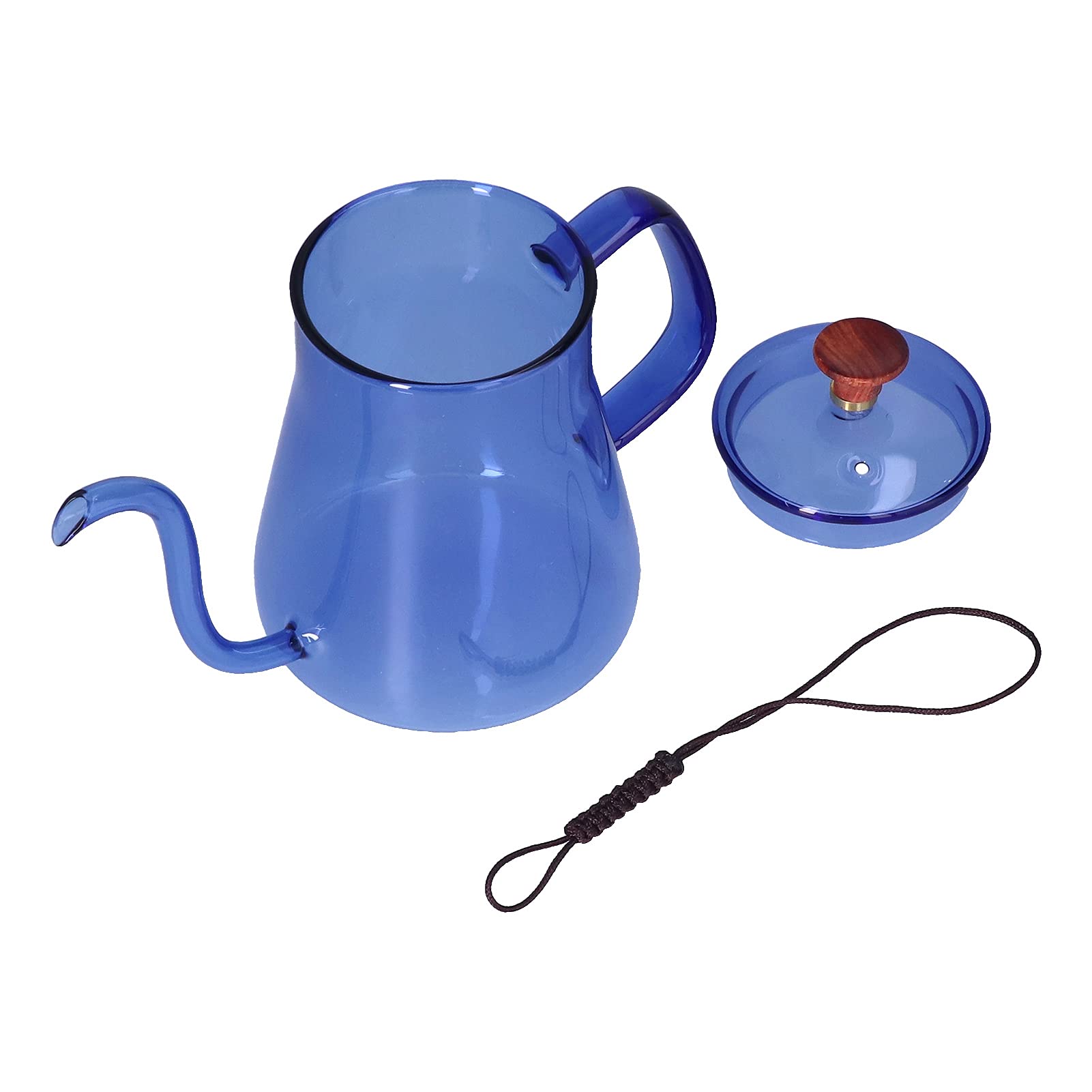Premium Long Gooseneck Glass Coffee Pot - Heat Resistant, High Transparency Hand Pour Over Coffee Maker with Shiny Finish (Blue) - Perfect for Home Brewing, Pour Over Coffee, French Press & Gift Giving
