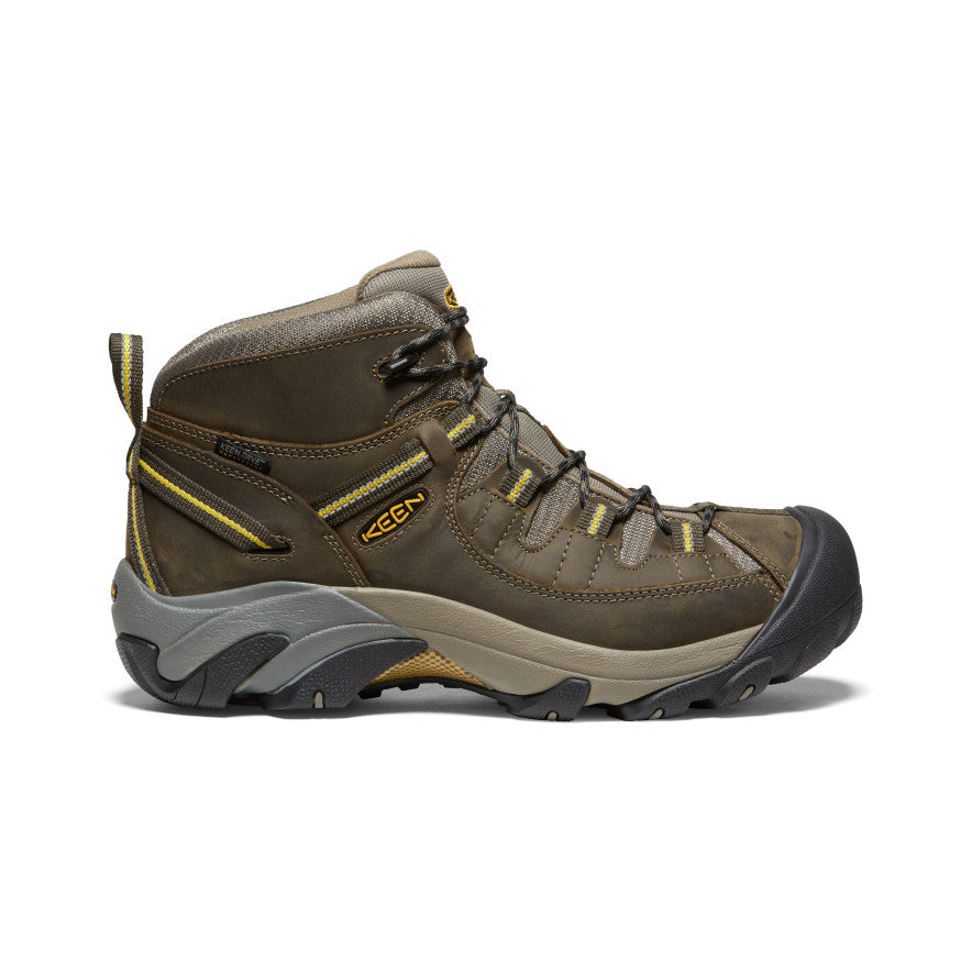 Men's KEEN Targhee II Mid Waterproof Hiking Boots - Black Olive/Yellow | Breathable & Durable Outdoor Shoes for Hiking, Trekking & Camping Adventures