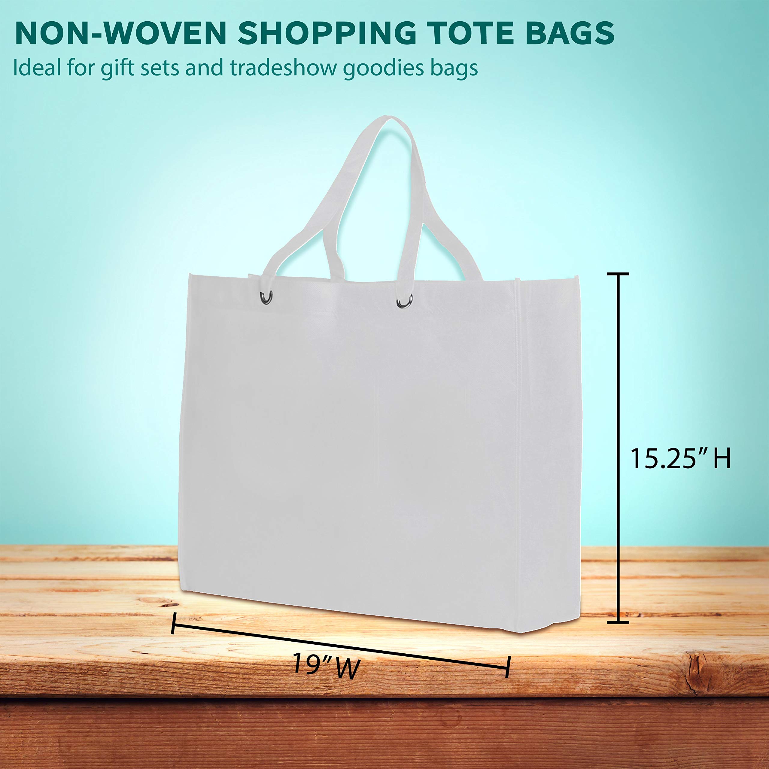 Eco-Friendly Reusable Shopping Tote Bags 10 Pack - Durable Canvas Grocery Bags for Shopping, Farmers Market & Beach - White