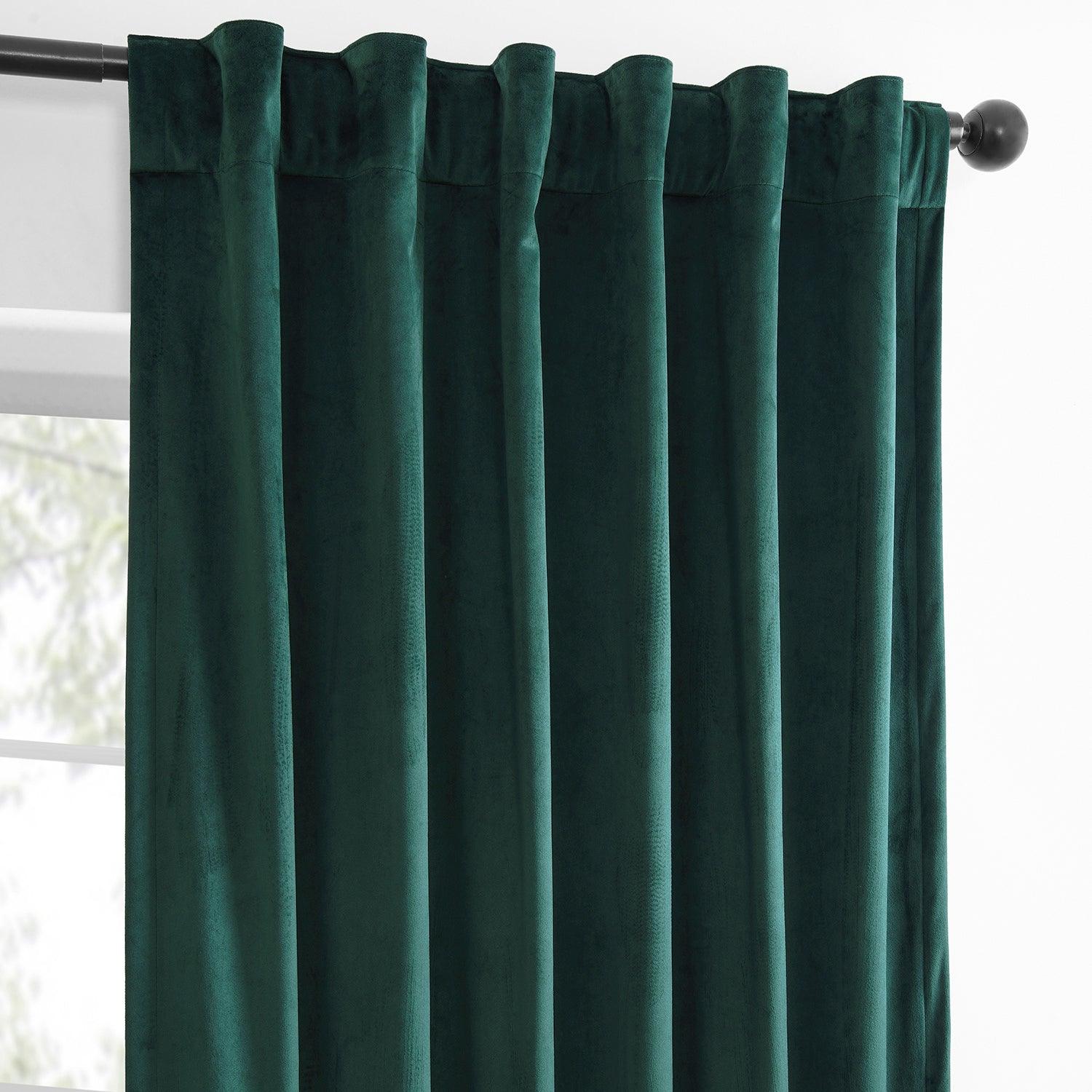 Deep Green Simply Velvet Blackout Curtains Set of 2 Panels - Perfect for Bedrooms, Living Rooms & Home Theater Light Blocking