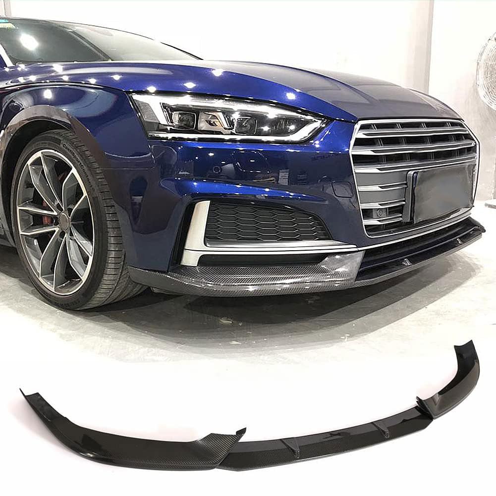 Carbon Fiber Front Lip Spoiler for Audi A5 S5 B9 (2017-2019) - 2 Door & 4 Door Models - S-Line Compatible Front Bumper Chin Splitter Body Kit | Enhances Aerodynamics & Sporty Look | Perfect for Street Racing & Car Shows