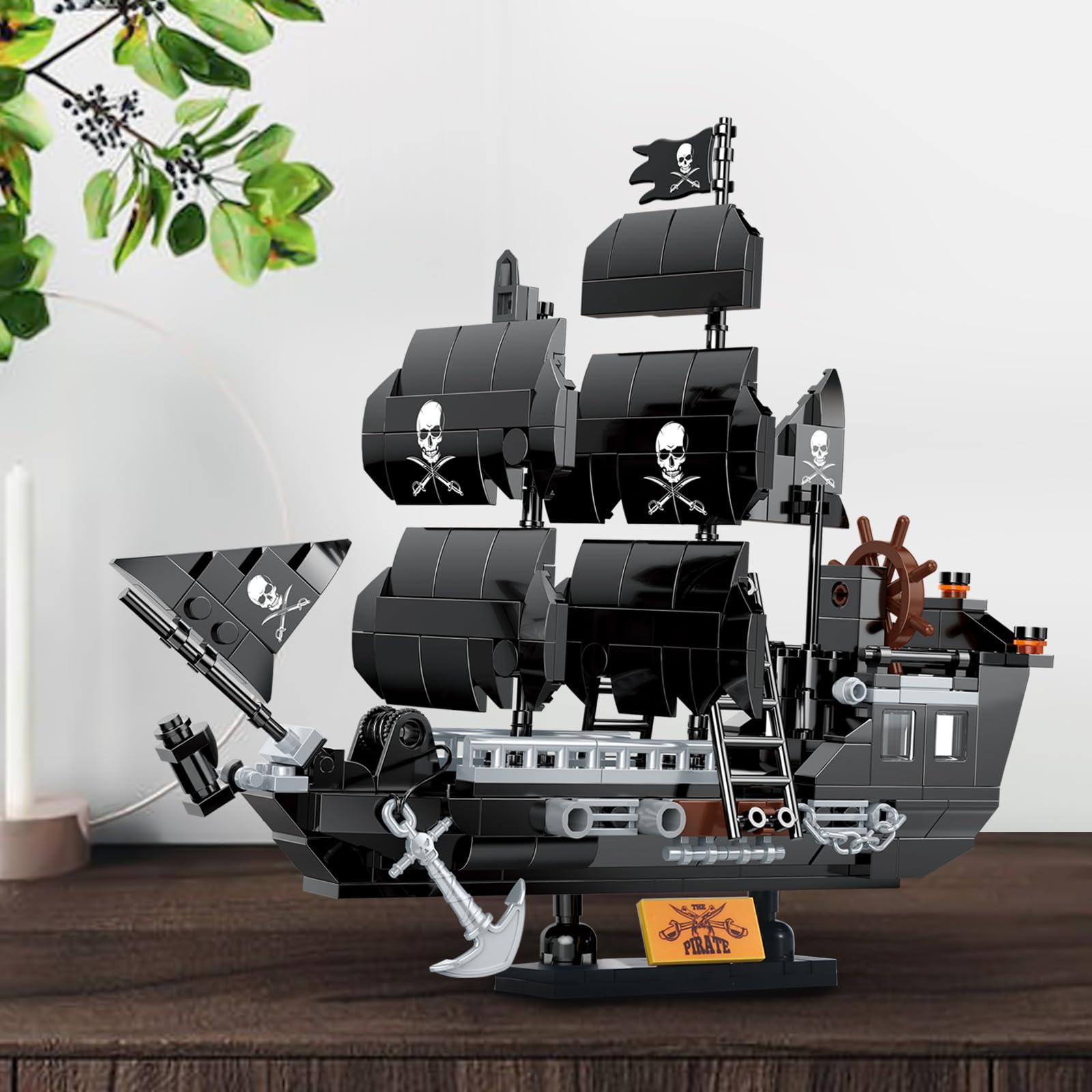 BRICK STORY 298-Piece Pirate Ship Building Set - Creative Black Ship Model Kit, Pirate Themed Boat Collection Toy for Kids & Adults Ages 6+ - Perfect for Birthday Gifts, STEM Learning & Family Bonding Activities