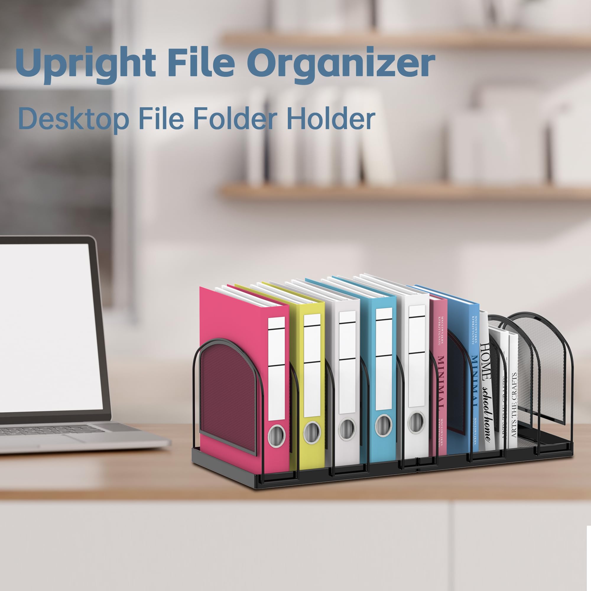 SUPEASY 9-Section Mesh File Organizer for Desk - Upright Document Holder, Office File Sorter & Desk Organizer for Home, School, Office - Perfect for Bills, Papers, Folders & Mail Organization (Black)