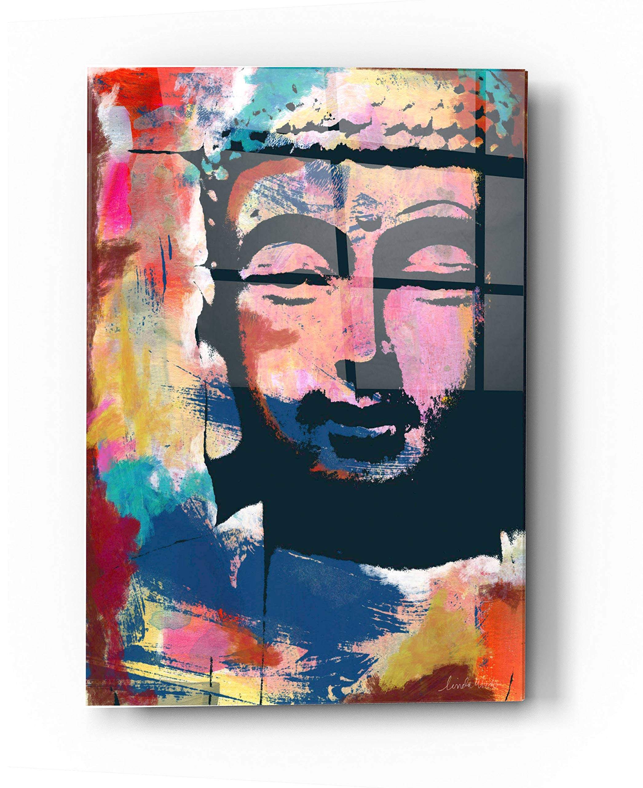 Painted Buddha II Acrylic Glass Wall Art by Linda Woods - 24x36 Inches Modern Spiritual Home Decor for Living Room, Bedroom & Meditation Space