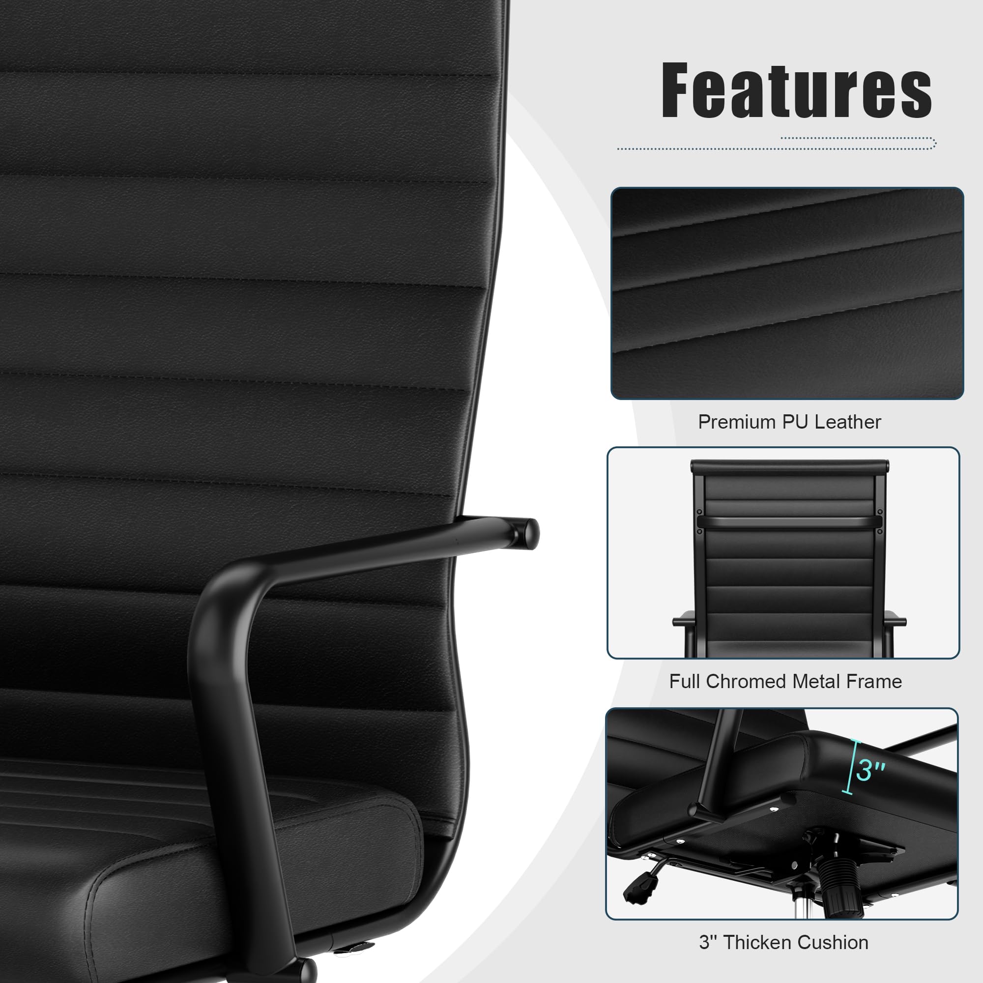 Premium Ergonomic Office Chair - Okeysen Leather Executive Desk Chair with Adjustable Height, Swivel & Rolling Wheels for Home Office, Conference Room & Workspace Comfort
