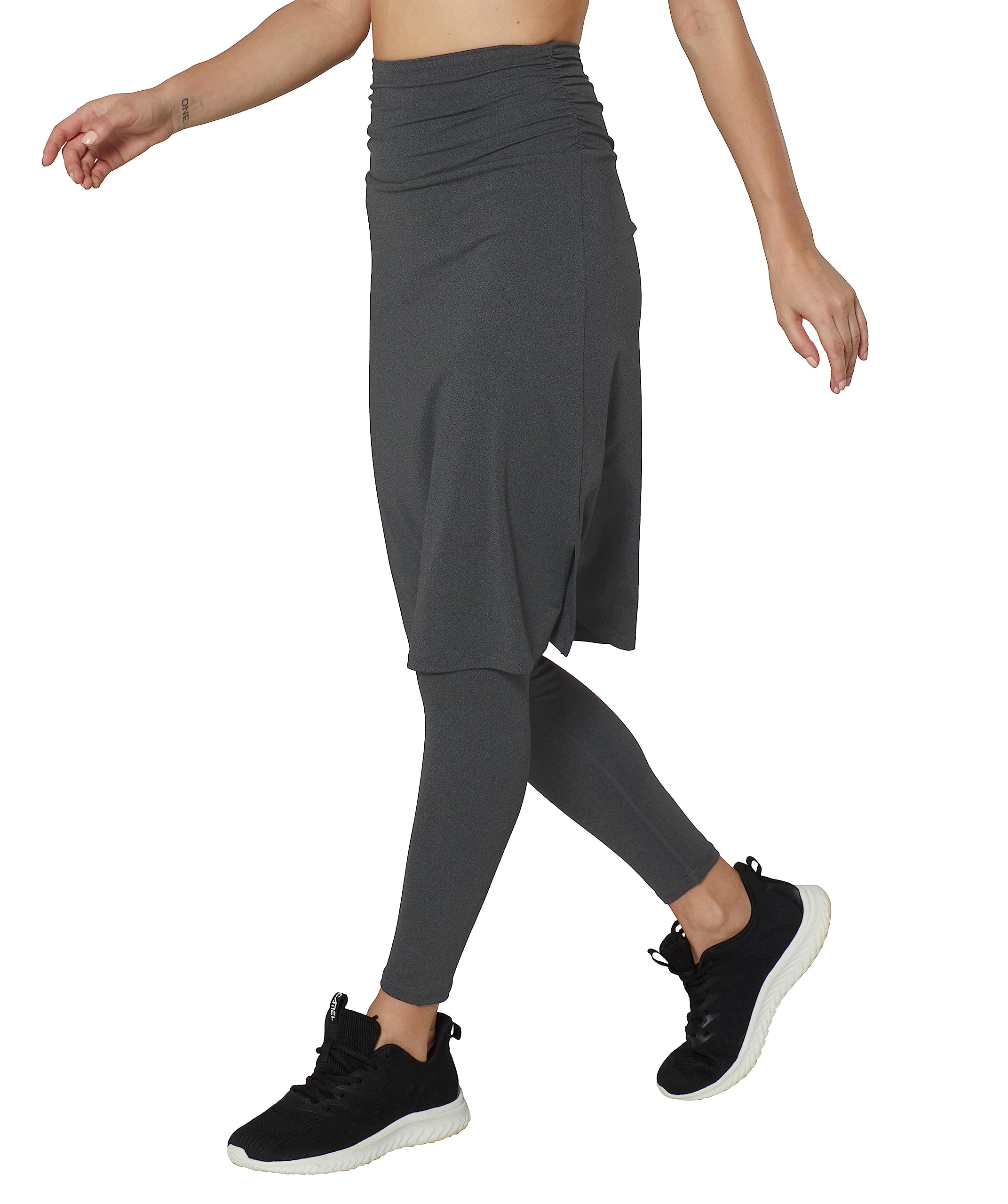 Cityoung Women's Skirted Leggings - Dressy Attached Skirt with Built-in Capri Leggings, Workout & Swim Cover-Up with Pockets - Perfect for Yoga, Beach & Casual Wear